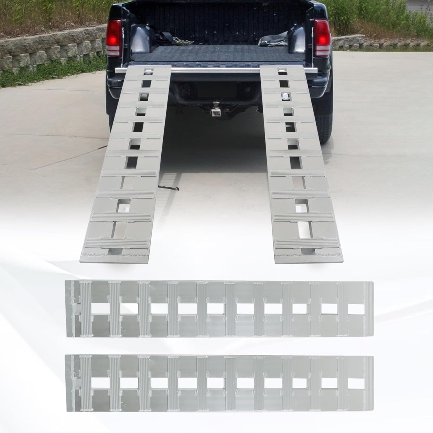 munirater 60 x 12 Inch Aluminum Ramps Silver 6500LBS Replacement for Car Trailer Truck ATV UTV Pickup