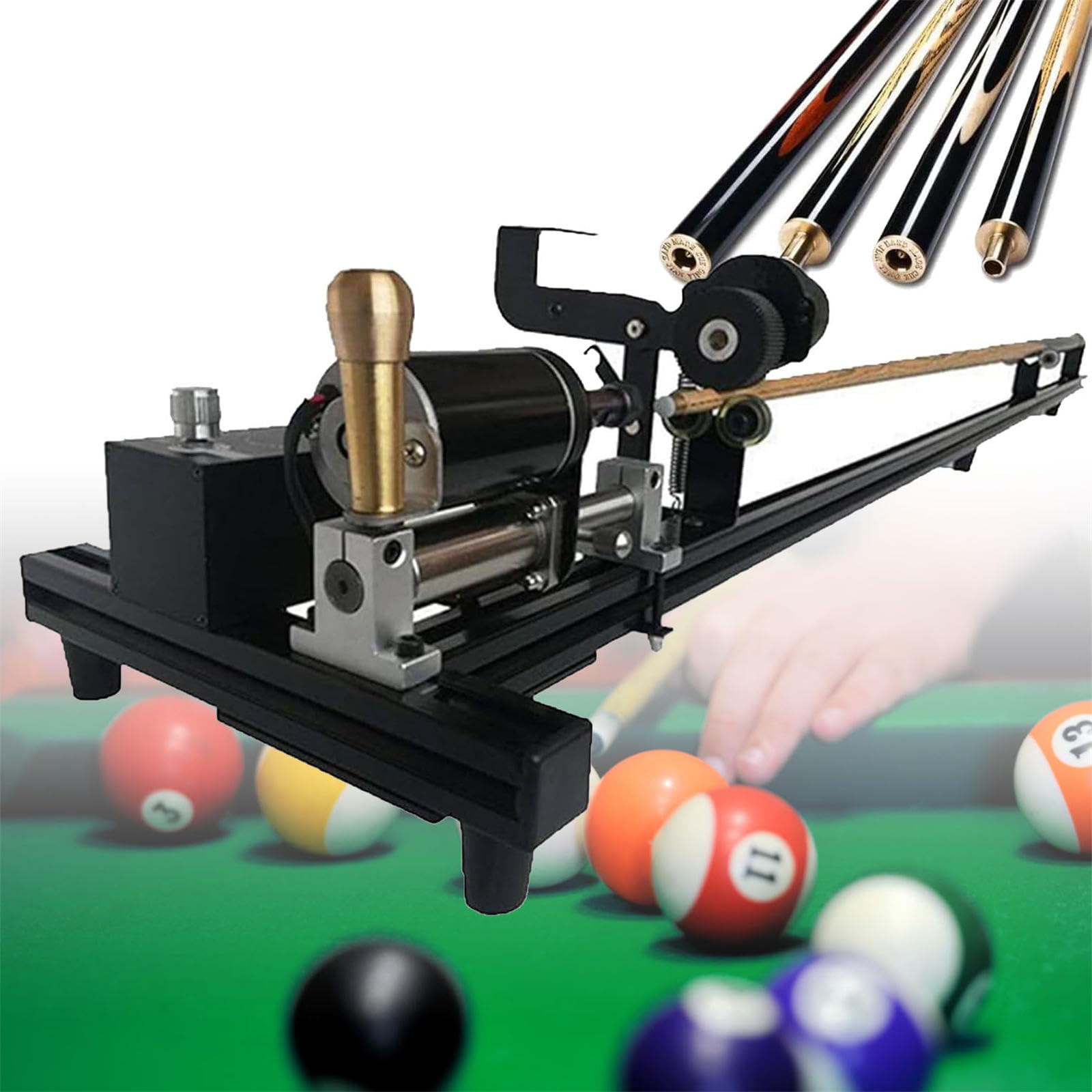 JXYQ 7-in-1 Pool Table Cue Tip Tool, Snooker Cue Repairing Machine for Straightening, Grinding, and Polishing