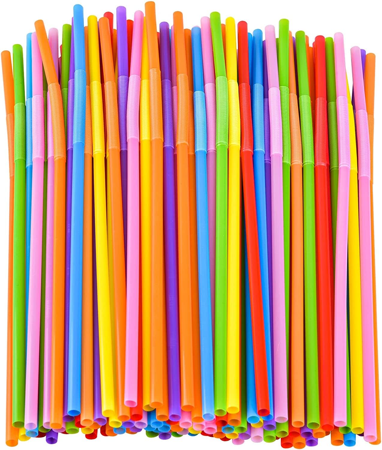 200Pcs Colorful Flexible Plastic Straws, BPA-Free Disposable Bendy Straws, Plastic Flexible Bendable Straw Drinking Straws Wedding Birthday Party Decoration Gift