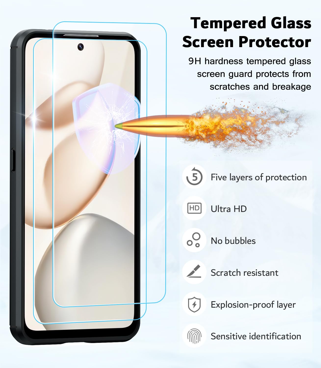 TesRank Etui na Honor 400 Smart+ Zestaw 2 szt. osłon z hartowanego szkła, ochrona z [włókna węglowego] Przezroczysta, elastyczna obudowa z wysokiej jakości silikonu termoplastycznego TPU, etui