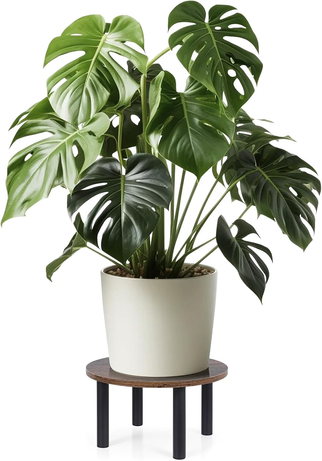 Vigordream Wood Plant Stand Indoor, Sturdy Single Metal Plant Holder