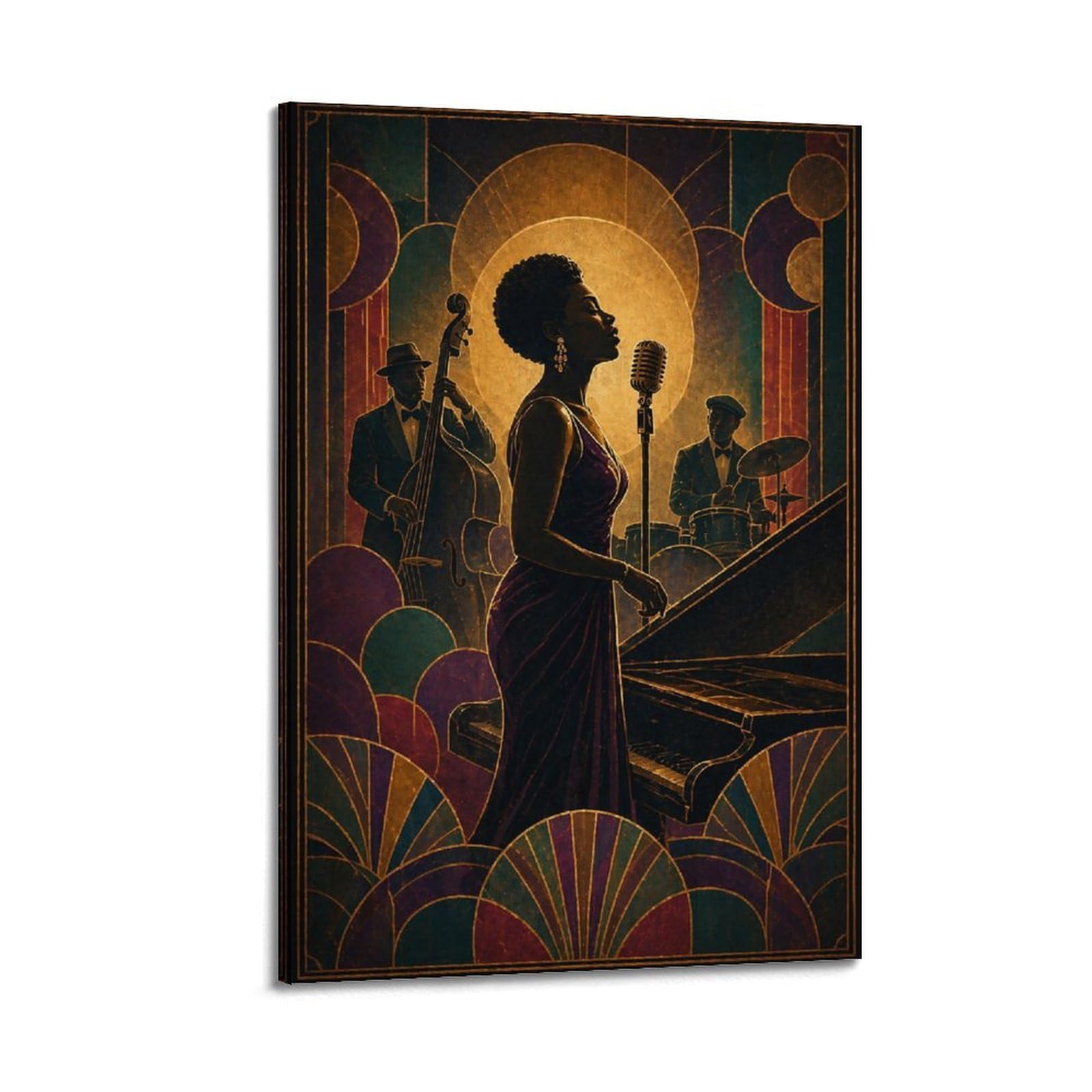 XKUGA Vintage Harlem Style Jazz Band Club Poster Modern Decorative Canvas Prints - Ideal Wall Art for Family, Man Cave, Game Room, Boys & Girls Bedroom 20x30inch(50x75cm)
