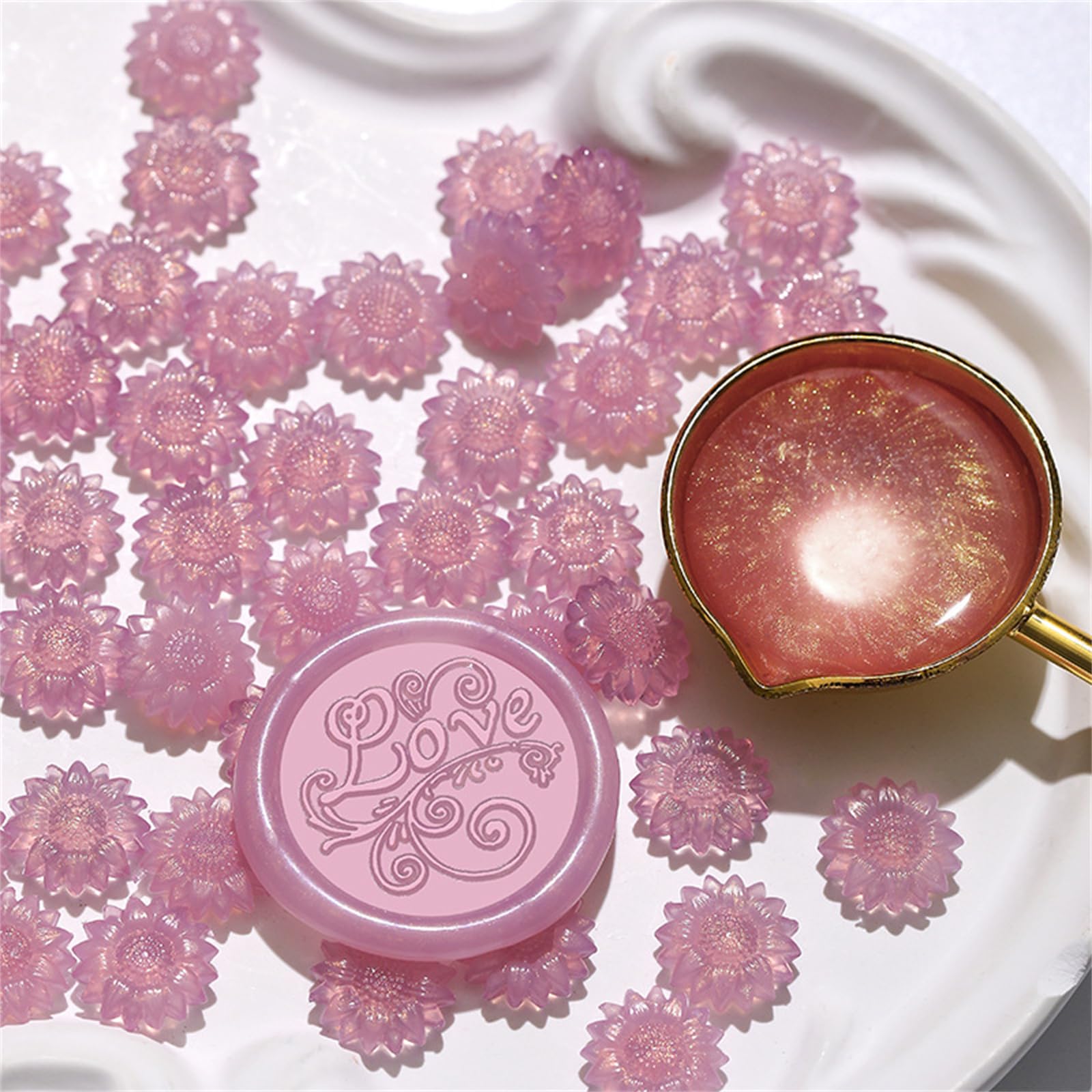 Hsioluted Pcs Sunflowers Waxes Seal Beads Translucent Sealing Waxes Beads Great for Envelopes Wedding Invitations Decoration