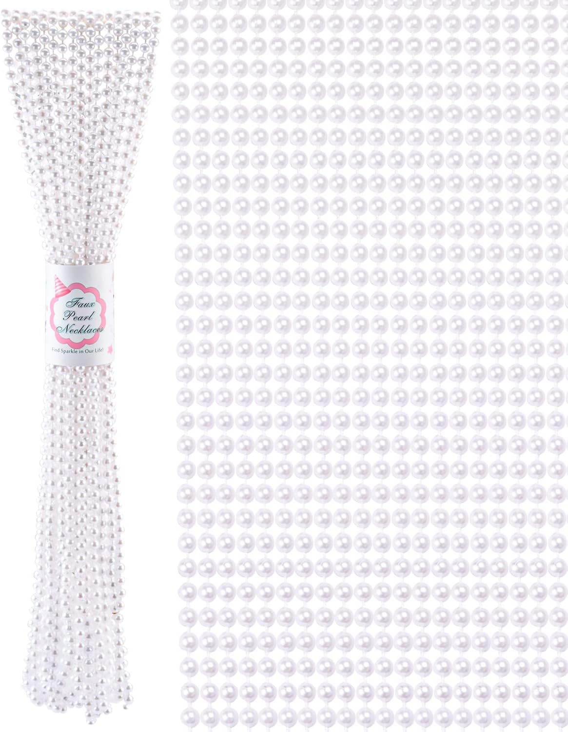 Faux Pearl Bead Necklace Bulk Women Beads Necklaces for Flapper Tea Party Wedding Decorations Valentine's Day Mardi Gras