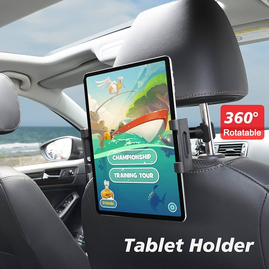 Supporto Tablet Per Auto Da Poggiatesta - Regolabile 14-25cm, Ruotabile 360°, Per Tablet E Smartphone - Foto 2
