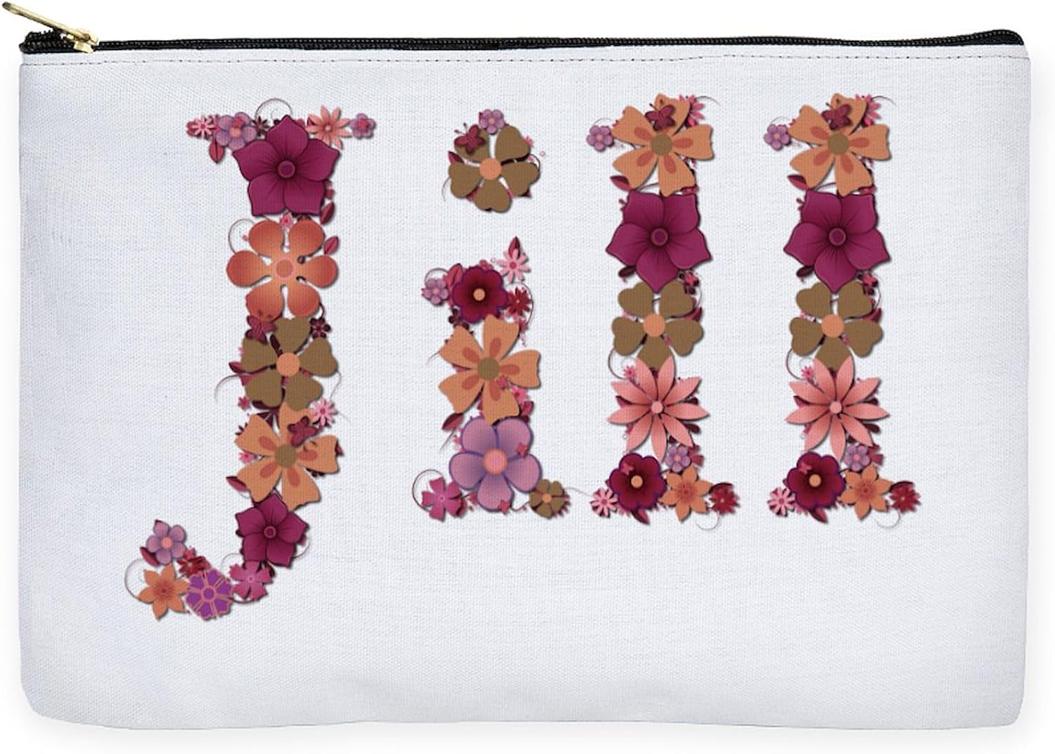 CafePress Jill Pink Flowers Large Zipper Toiletry Pouch, 12.5" x 8.5"