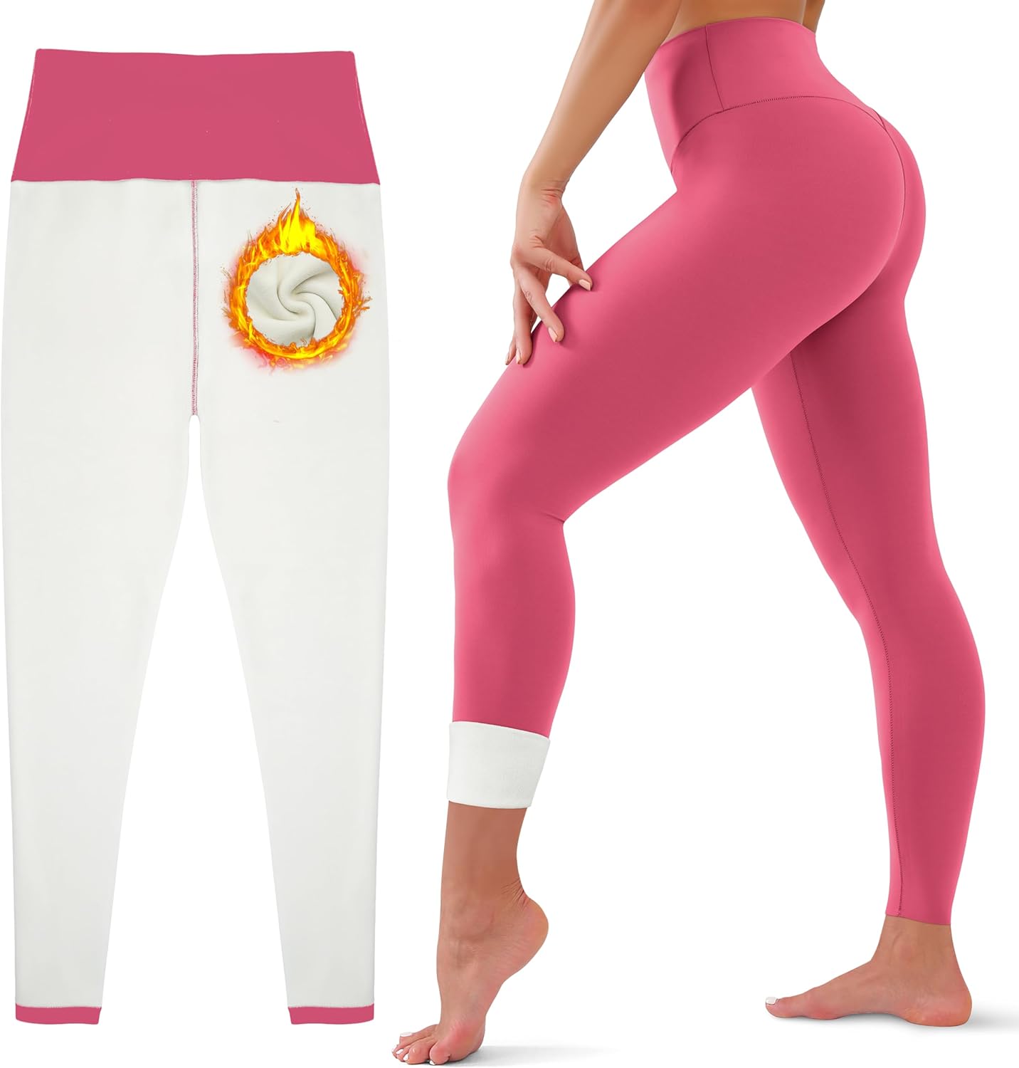 HEGALY Thick Fleece Lined Leggings for Women Tummy Control High Waisted Workout Thermal Warm Soft Yoga Pants for Cold Winter