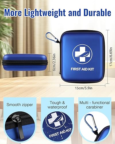 Miniatura 2 de Mini kit de primeros auxilios, 163 piezas de kit médico pequeño, suministros de primeros auxilios de emergencia y kit de supervivencia con carcasa
