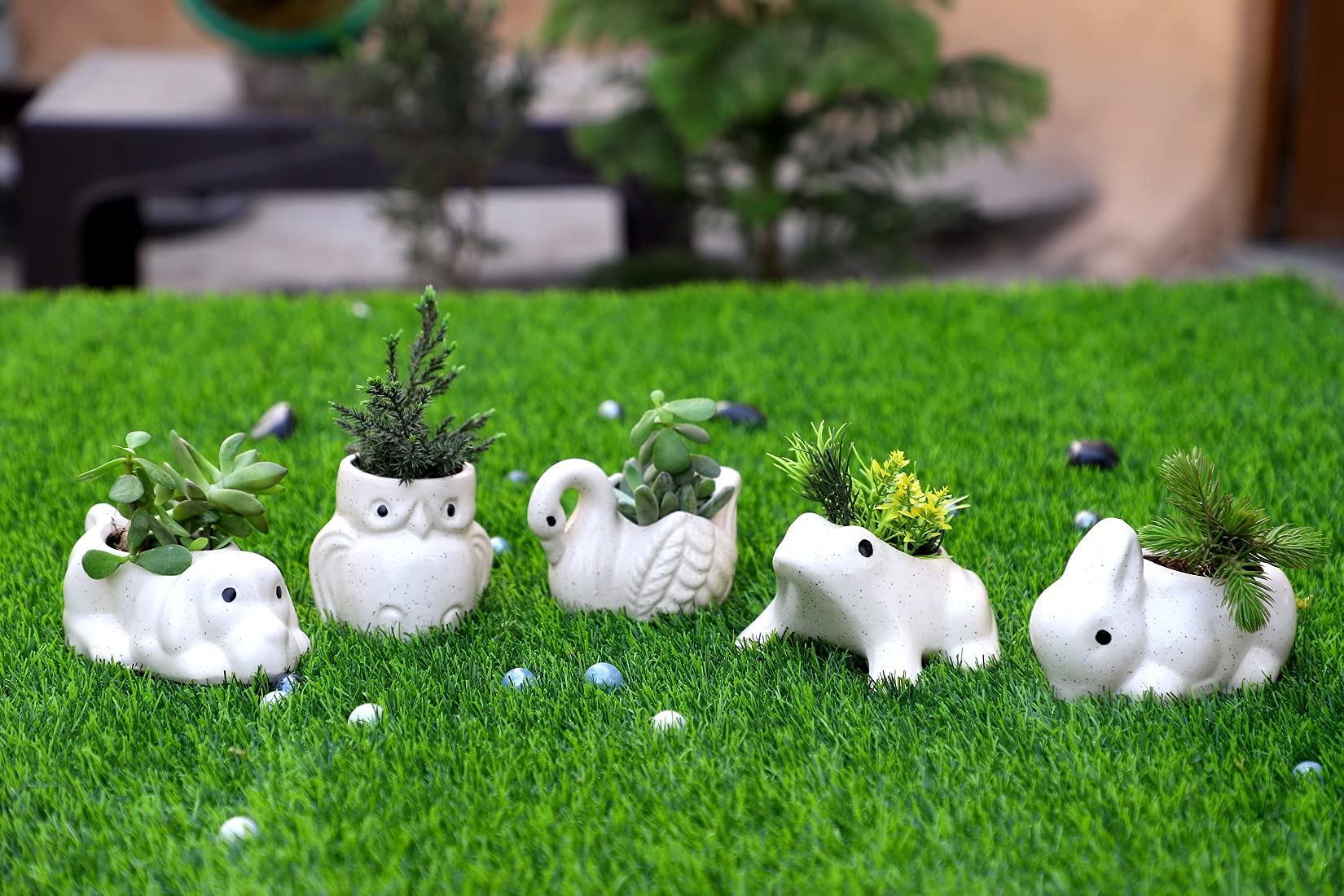 Lyallpur Stores Ceramic Planter Pot Animal & Bird Shape (White Color, 8 cm) Plant Not Included