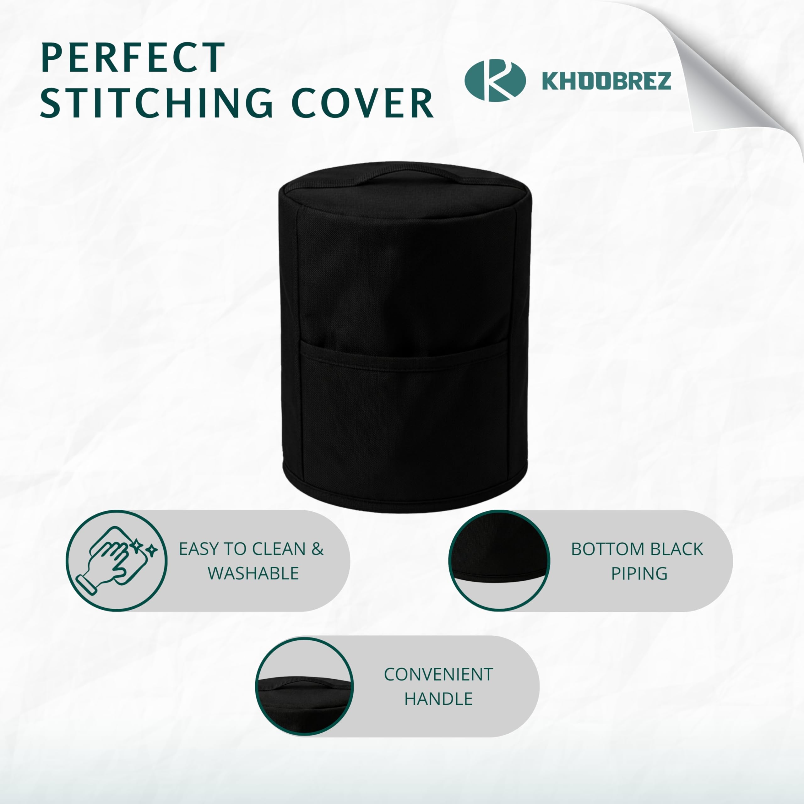 KHOOBREZ Electric Kettle Dust Cover | Waterproof Appliance Cover for Electric Kettle | Scratch & Dust Protection Cover with Handle Opening | Kitchen Appliance Storage Cover (Black) 3