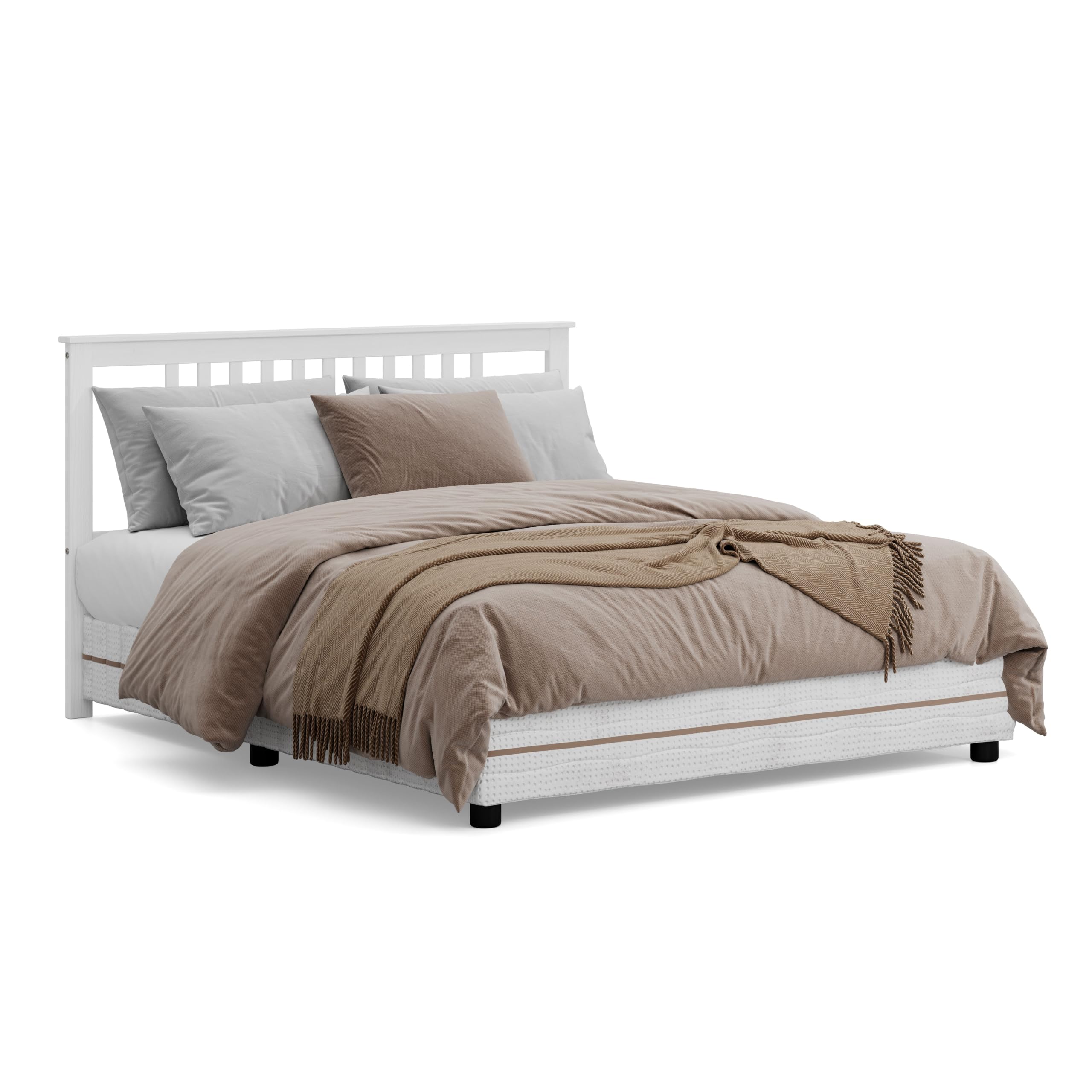 Moblit Cabecero de Pino Macizo para Cama con Somier de 150 cm Color Blanco Translucido Serie Alme Medidas (100x160x2) cm (Alto-Ancho_Fondo) Requiere Montaje