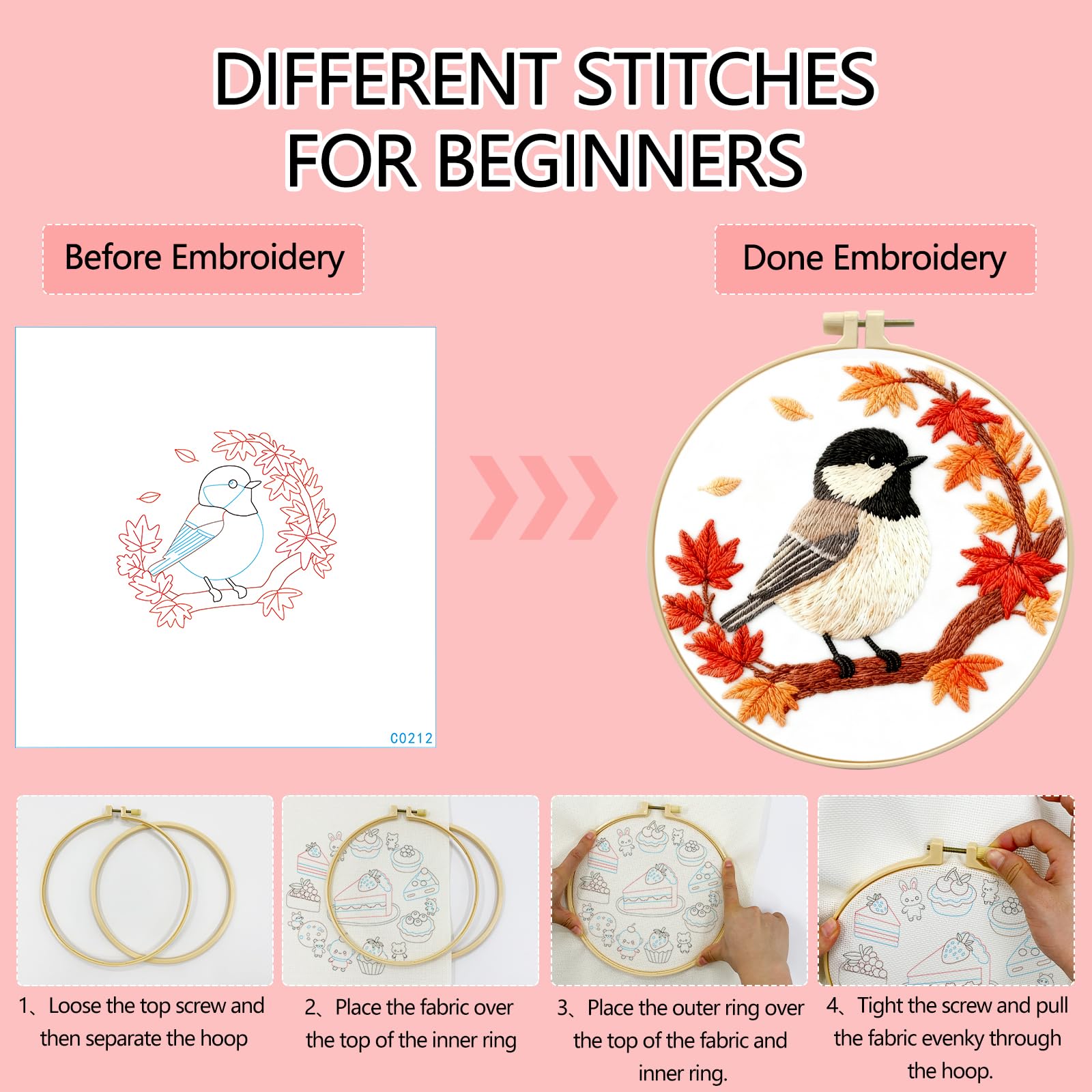 Amazon.com: Zhenqing Black-Capped Chickadee Embroidery Kit for