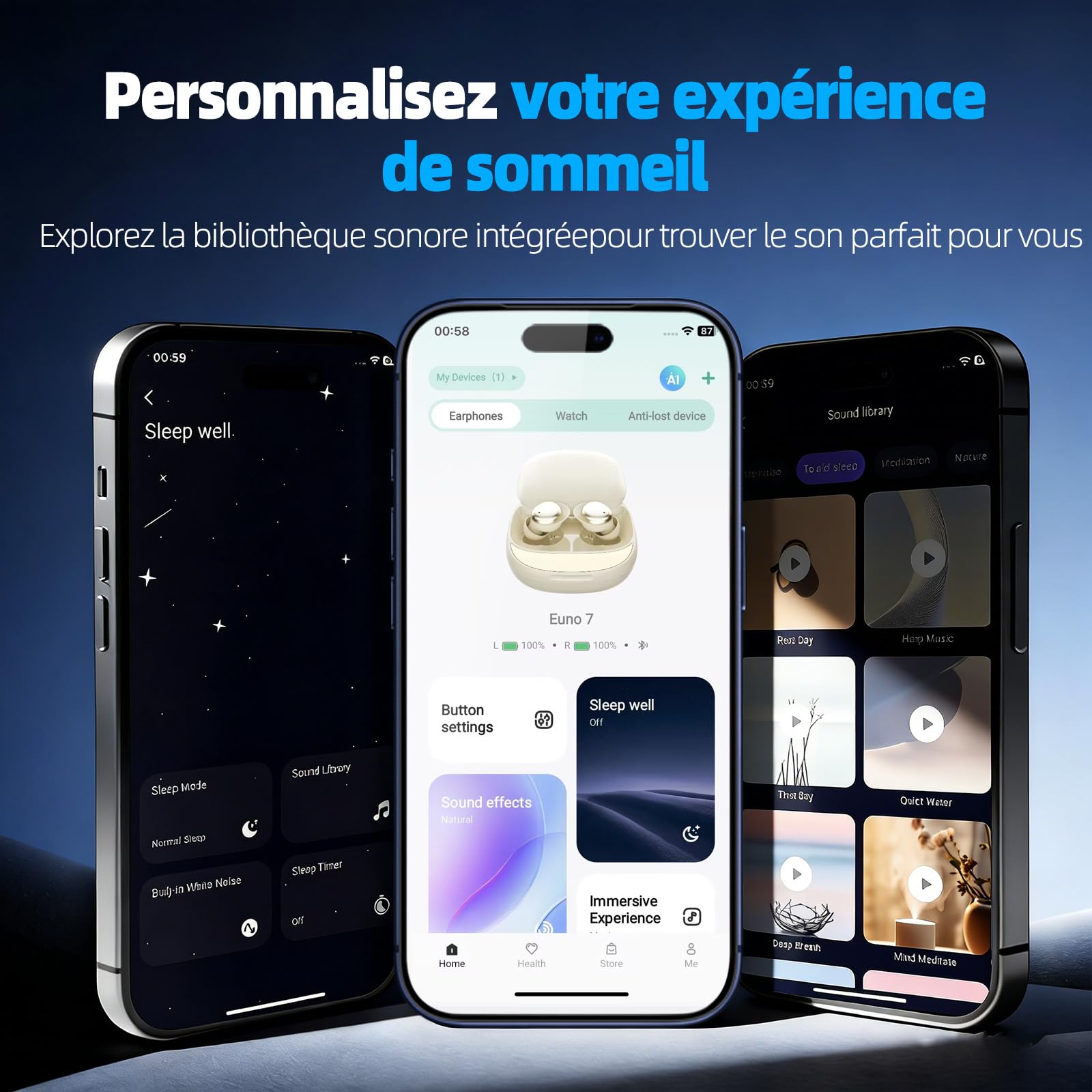 Ecouteurs Bluetooth sans Fil, Écouteurs Sommeil pour Dormir sur Le Côté 40H