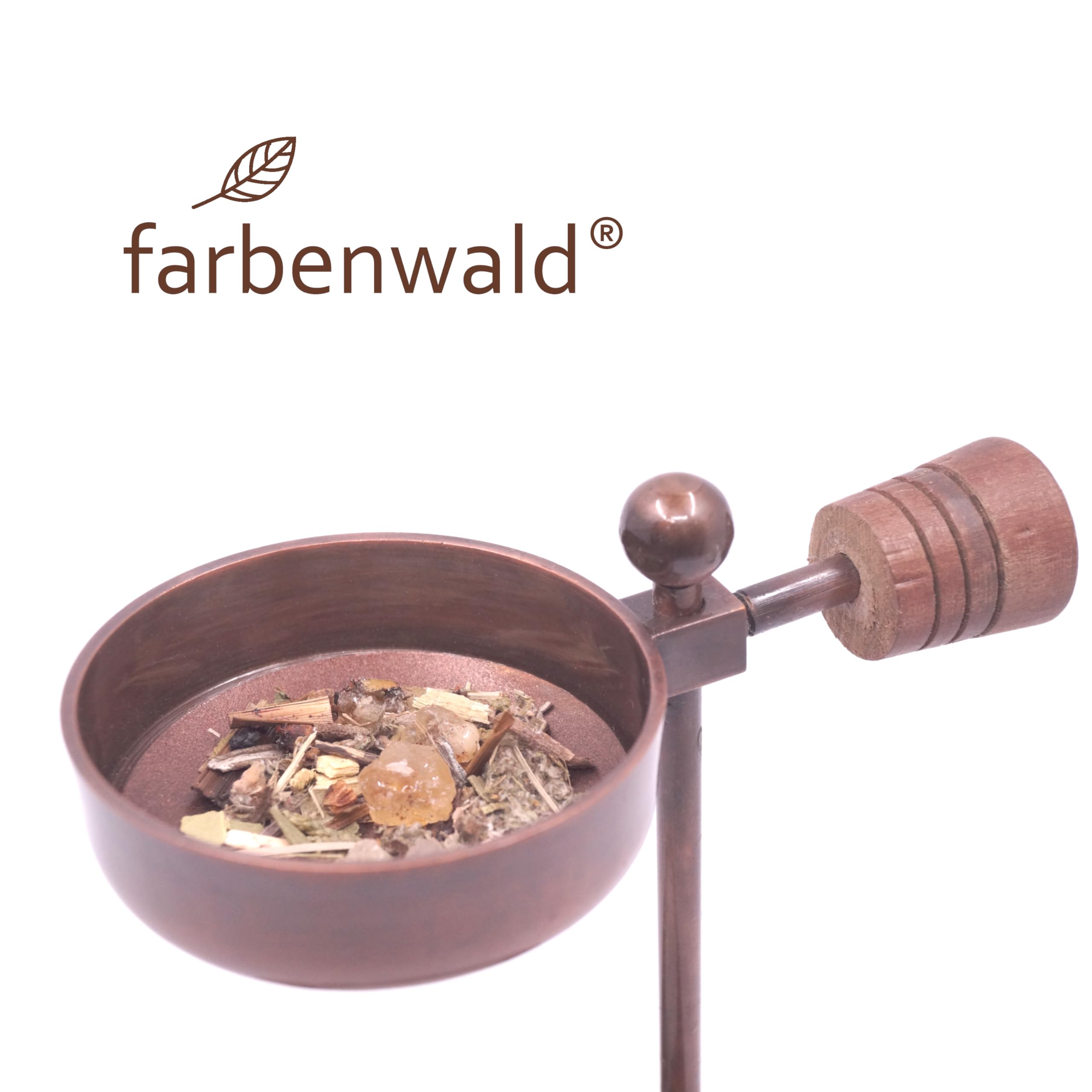 Bruciatore D'incenso Farbenwald In Ottone Con Base In Legno: Regolabile, Versatile E Perfetto Per Resine E Legni Sacri - 6