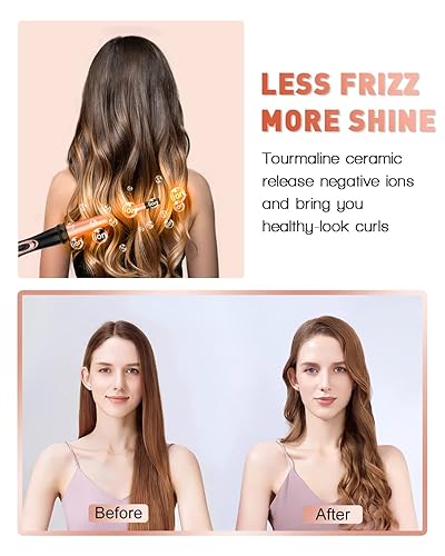 Vista 19 de BESTOPE PRO - Juego de varita rizadora de barril largo, juego de varita rizadora 6 en 1 con barril de cerámica para cabello largo/mediano, rizador