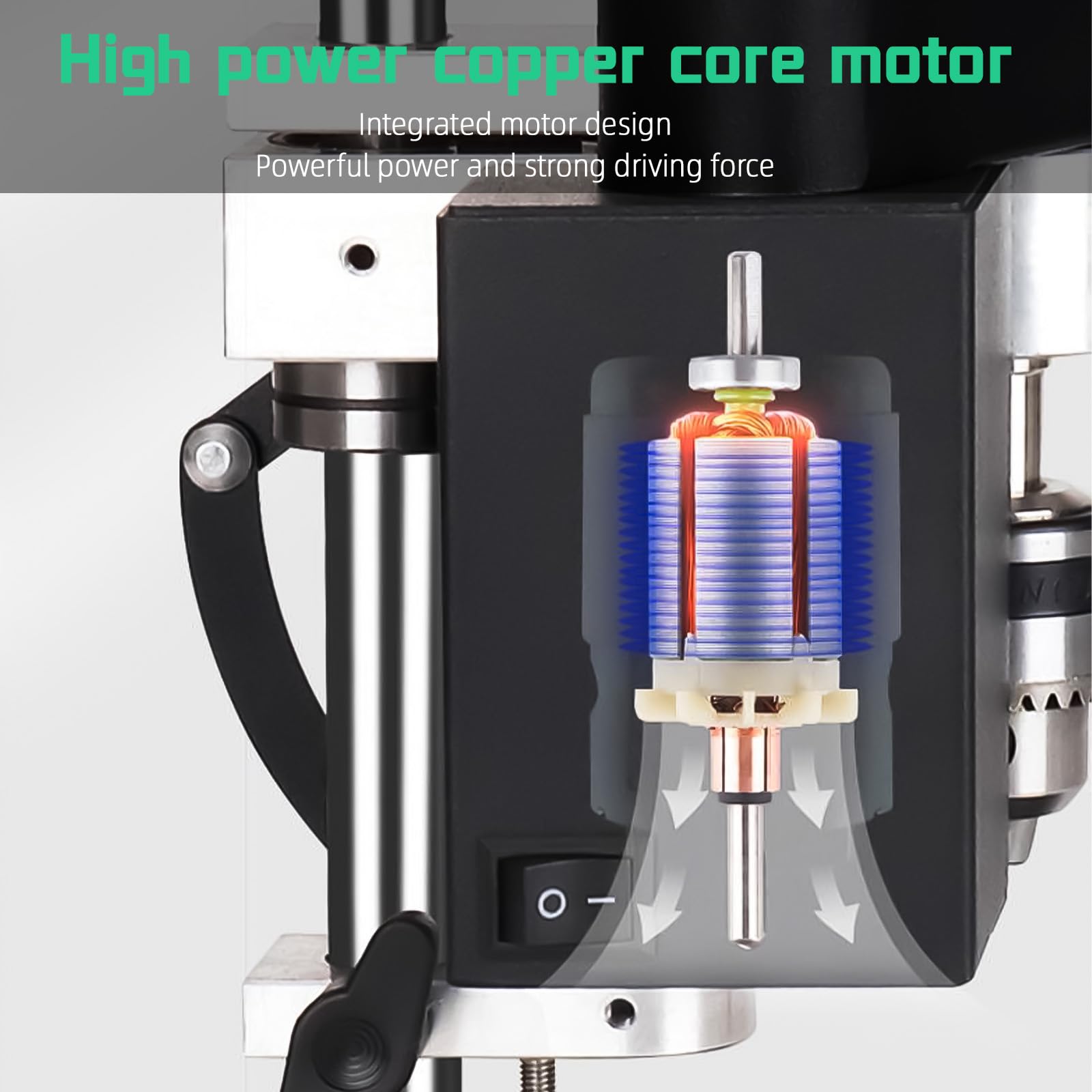 Mini trapano a terra 775, 300 W, 7 marce, corsa regolabile 50 mm, portata mandrino 0,6 – 6 mm, trapano per legno, metallo, modellismo e plastica