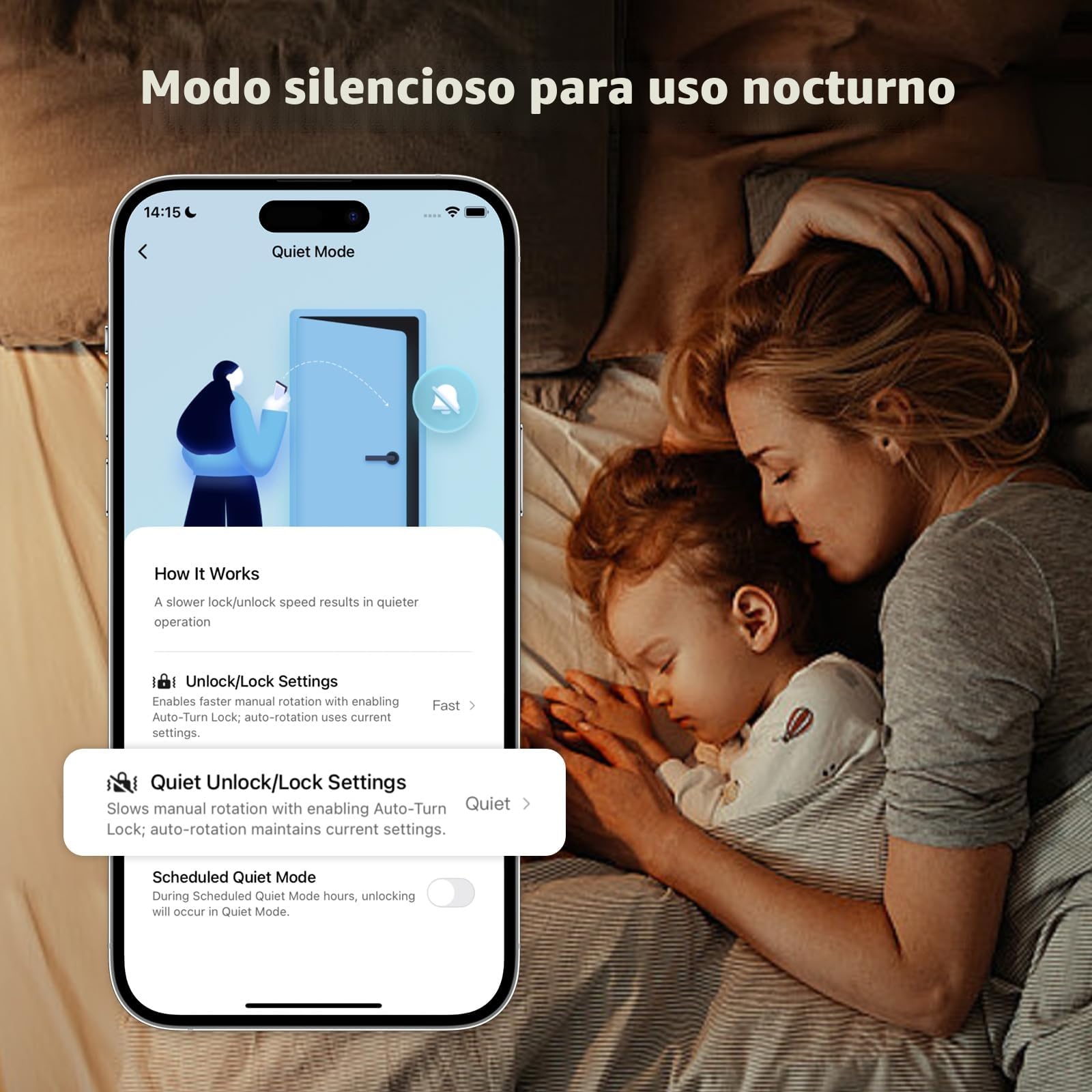 Aqara Cerradura Inteligente U200 Lite, Matter over Thread, Modo Silencioso, Bloqueo Automático, Acceso Remoto, Batería Recargable, Compatible con Apple Home, Alexa, Blanco