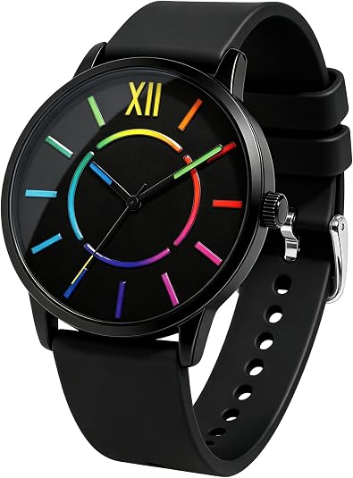 Bisley Watch for Women Men Rainbow Large Face Analog Watch Waterproof