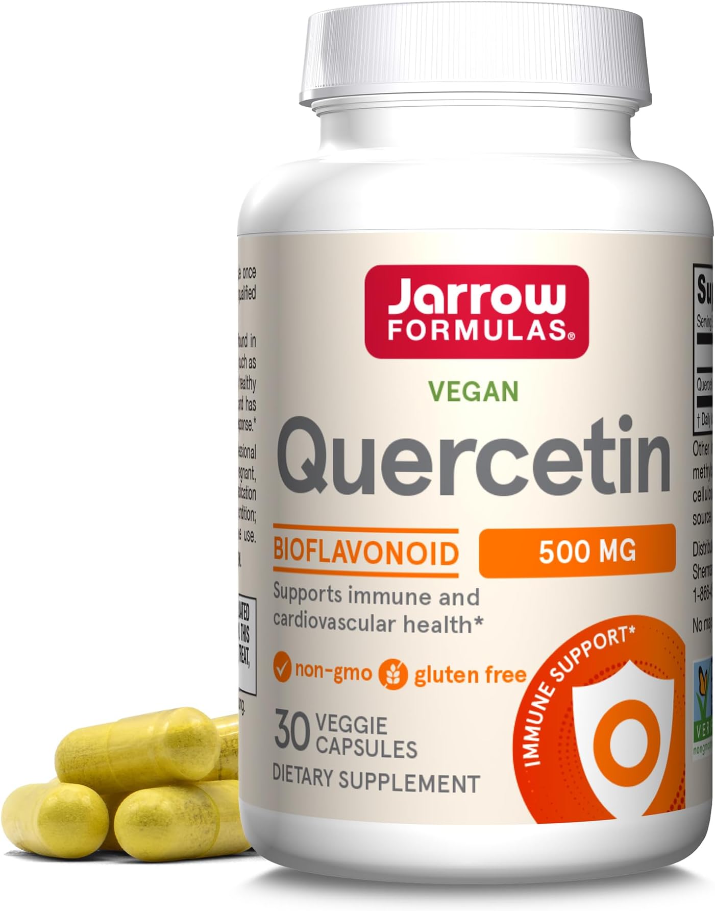 Jarrow Formulas Quercetin 500mg Capsules - 30 Veggie Caps - Supports Antioxidant Status, Cardiovascular Health & Immune Health - 30 Servings