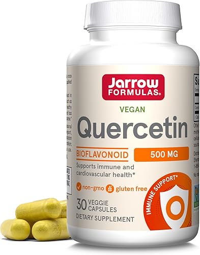 Jarrow Formulas Cápsulas de quercetina de 500 mg - 30 cápsulas vegetales - Apoya el estado antioxidante, la salud cardiovascular y la salud