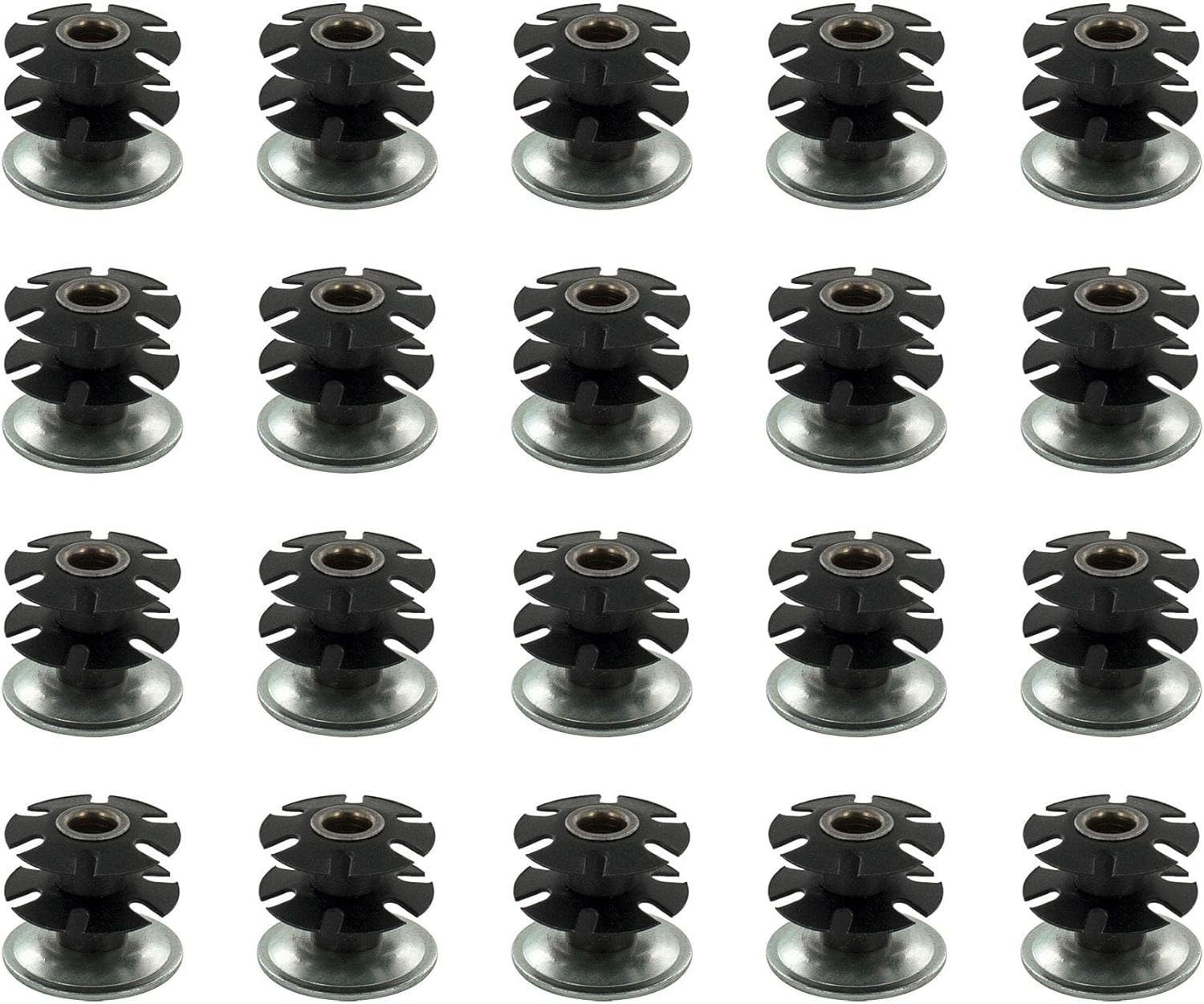 Outwater Industries Double Star Threaded Caster Insert | Heat Treated Steel | Fits 1-1/4 Inch Round 16-18 Gauge Tube | Thread: 3/8-16 | 20 Pack
