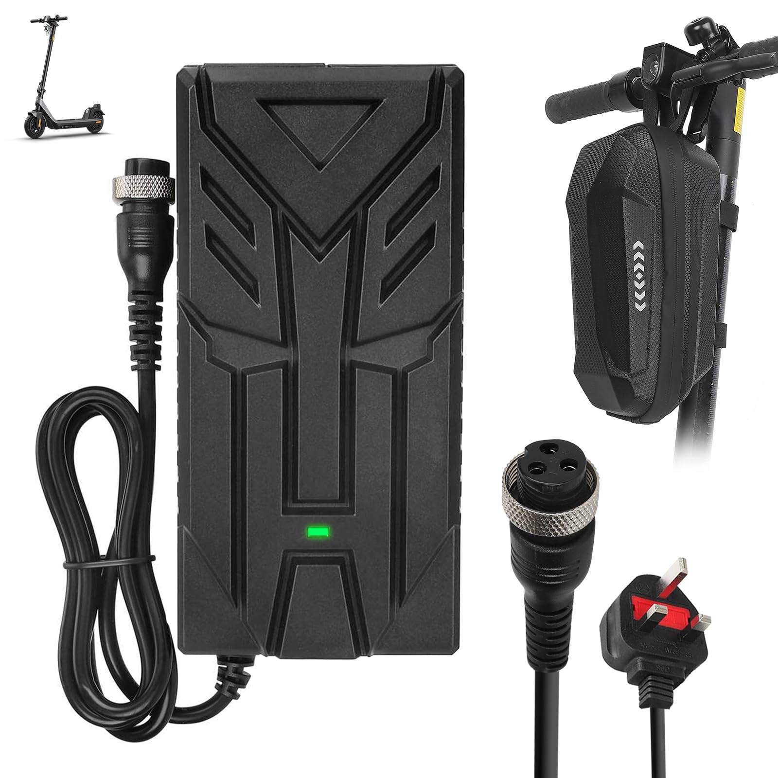 HPGAAVD 54.6V 2A Electric Scooter Charger for Hitway H5/H5 Pro, UrbanGlide E-Cross Pro, 48V Lithium Battery Charrger for Kugoo M4/M4 Pro Rapid Charger for Smartgyro Speedway+2 Litre Storage Bag