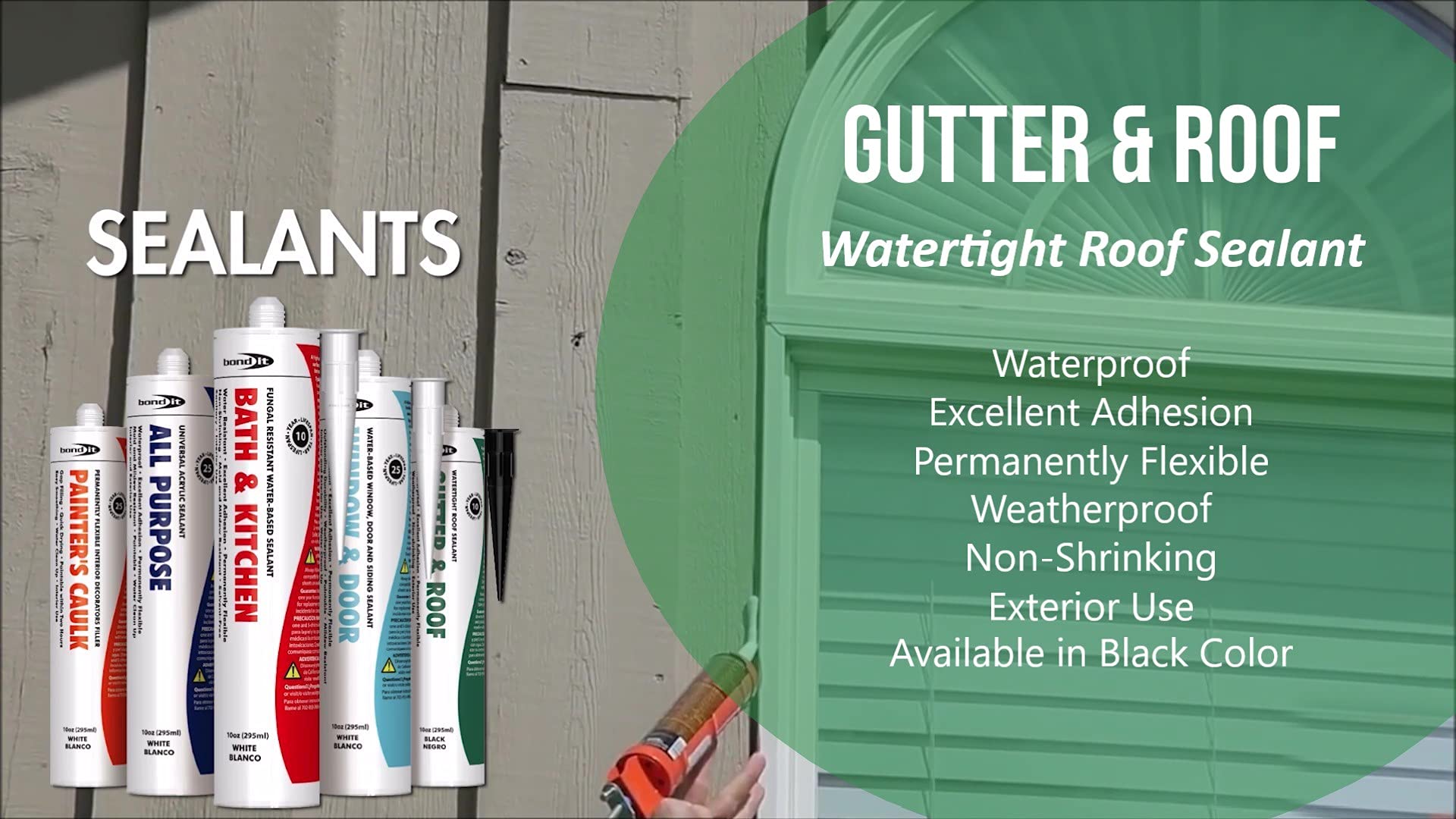 Bond It Gutter & Roof Sealant, Watertight, Waterproof, Excellent Adhesion,  Permanently Flexible, Weatherproof, Non-Shrinking, Exterior Use, 10 Oz,  Black: Amazon.com: Tools & Home Improvement
