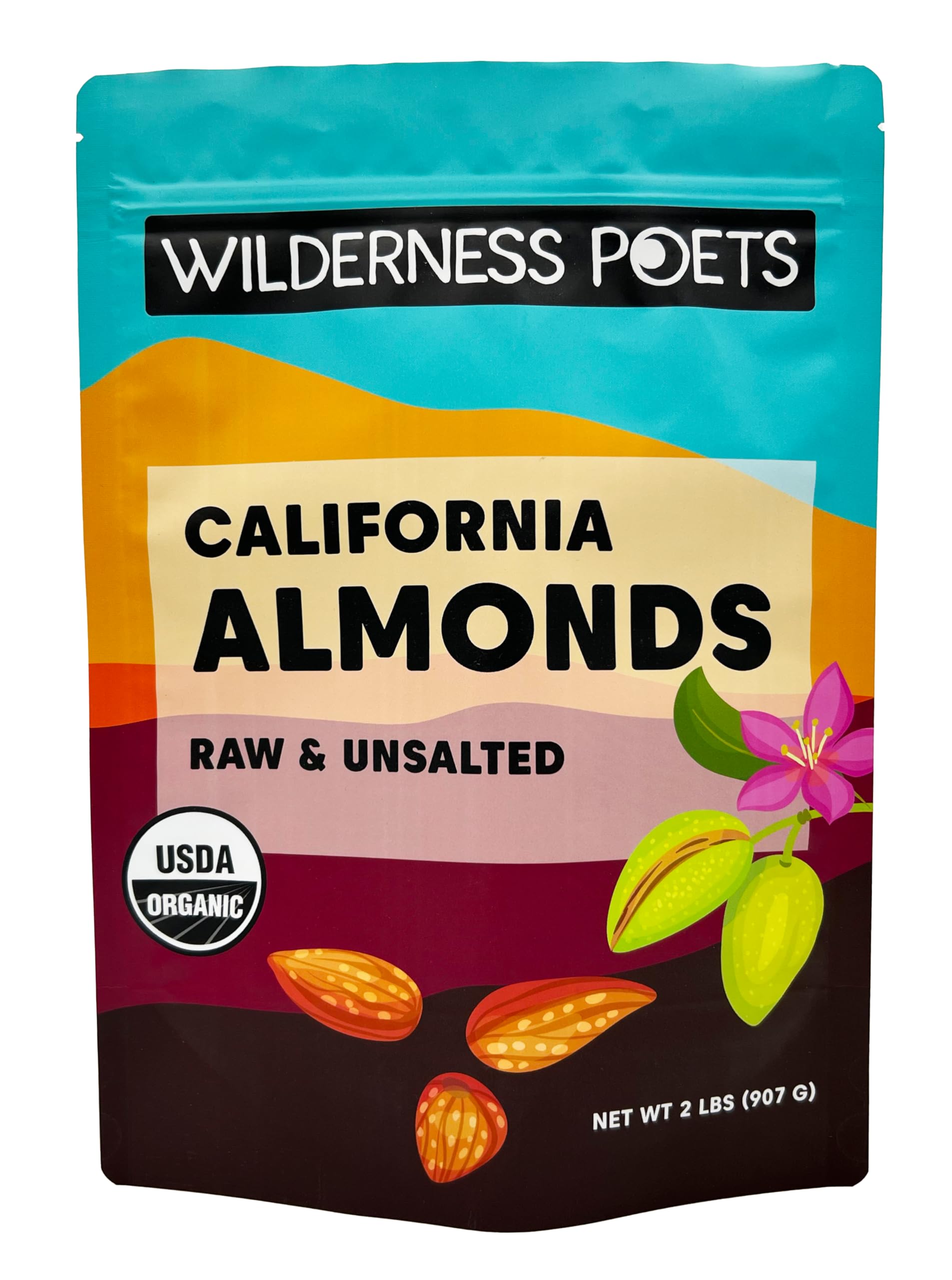 Wilderness Poets California Almonds - Organic Raw Almonds, 2 Pound (32 Ounce)