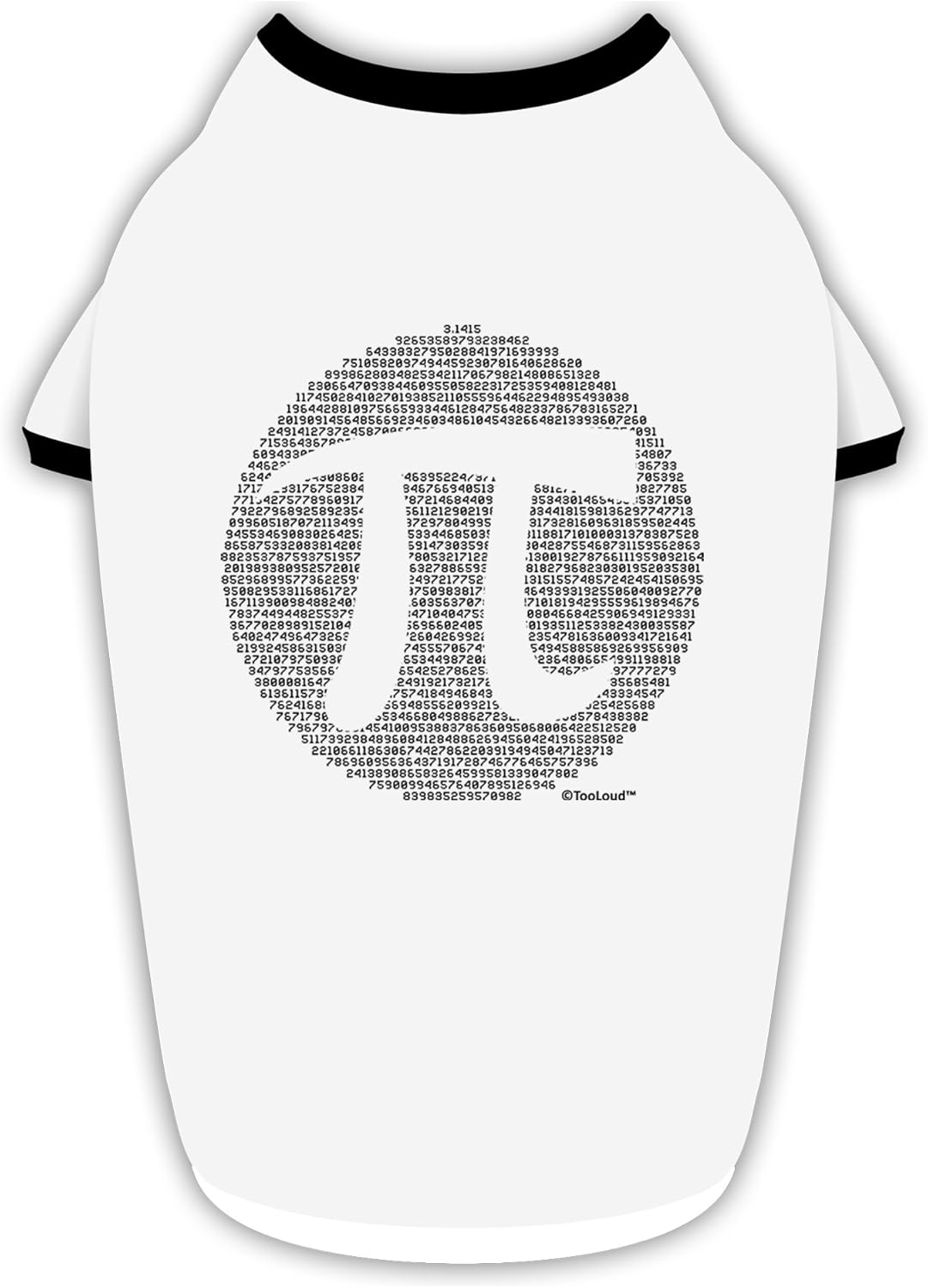 TOOLOUD Pi Day Design - Pi Circle Cutout Cotton Dog Shirt White with Black Medium