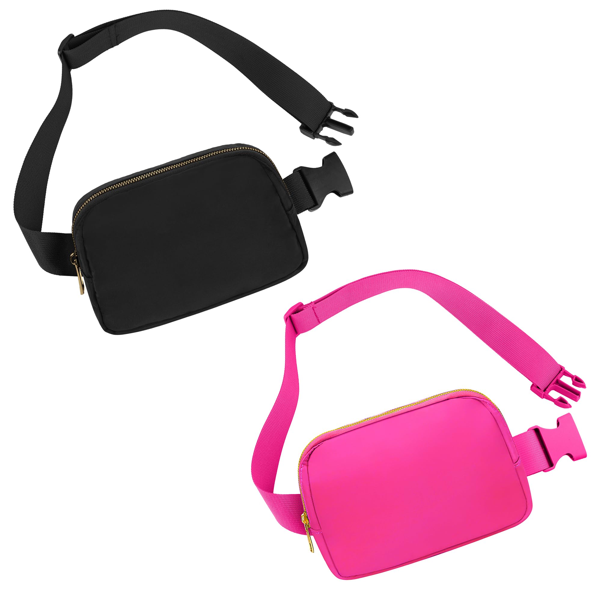 Frenou Waist Belt Bag Fashion Fanny Women and Men Gift Waist Pack With Adjustable Strap For Travel Running Hiking Walking Black+Magenta