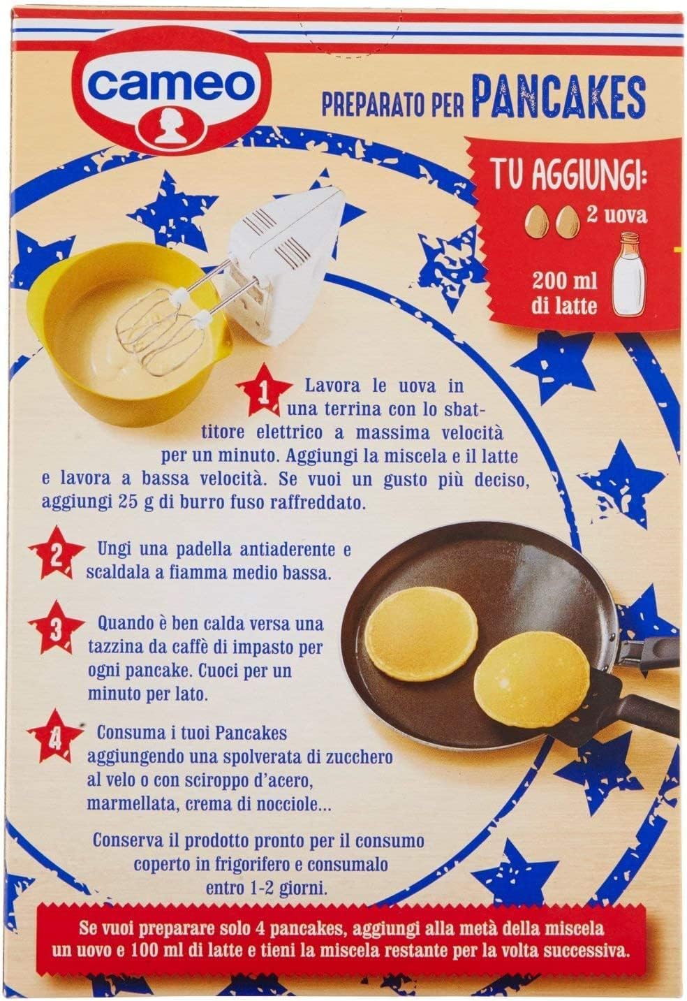Cameo Pancake-Backmischung, 10er Pack, 250g pro Packung, + keyring italy shop service