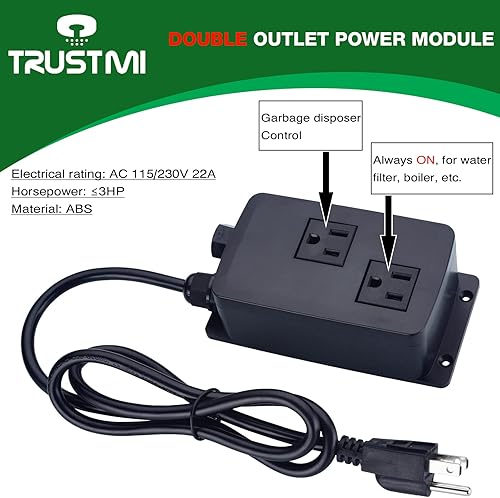 Miniatura 3 de TRUSTMI Interruptor de aire para eliminación de basura con botón de latón completo, parte universal de encendidoapagado para triturador de residuos