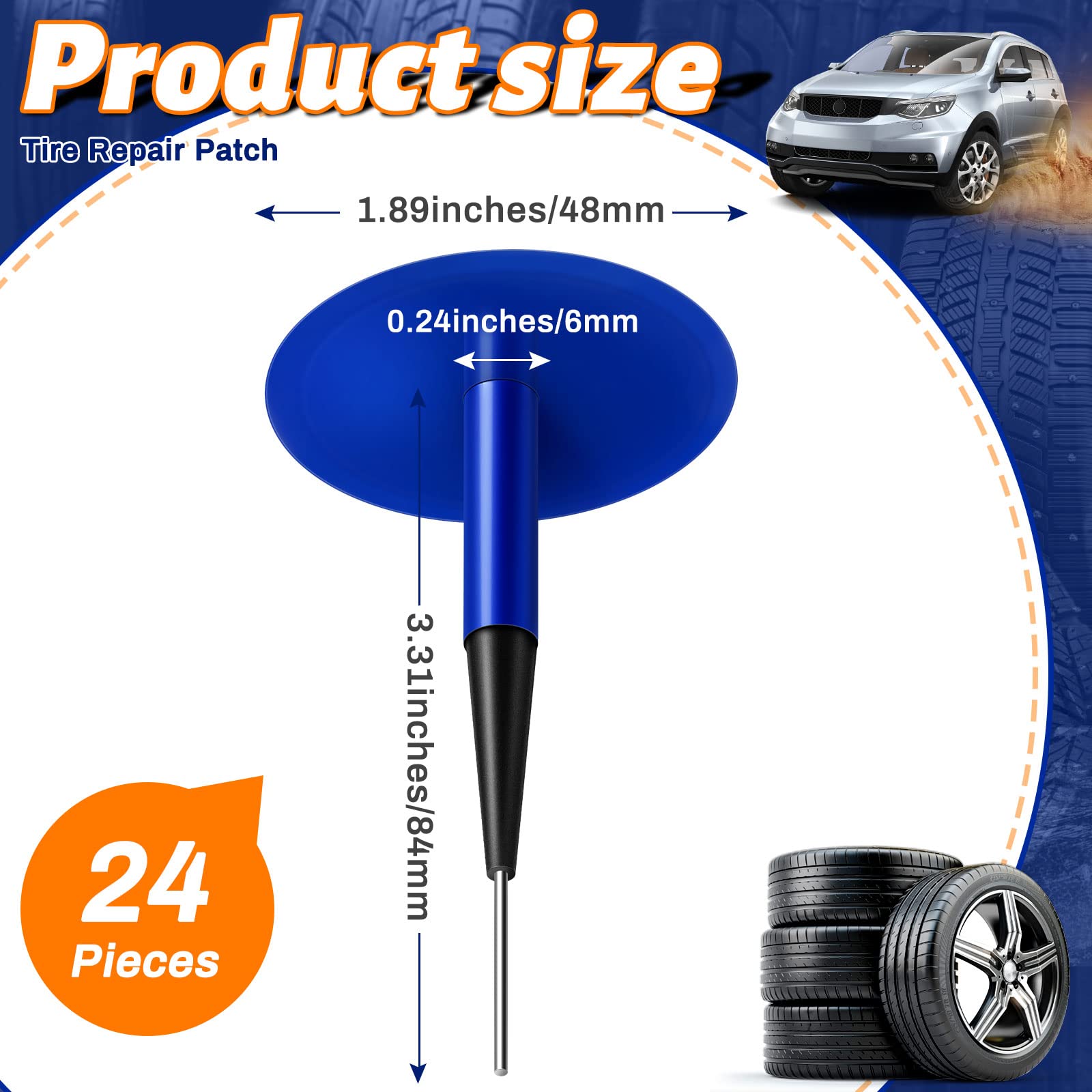 Grand Pitstop Tire Plug Kit 24Pcs Auto Car Truck Tire Tyre Puncture Repair Plug Patch Kit 36mm 4mm... Tire Patches - Foto 7