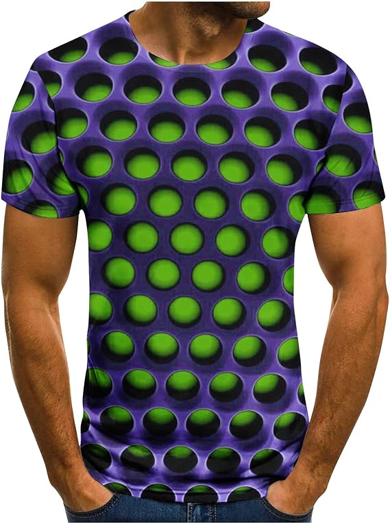 Tee Shirts Mens Summer Casual Stylish Short Sleeve Neon Abstract 3D Print Work Tshirt Novelty Graphic Clothe 2023