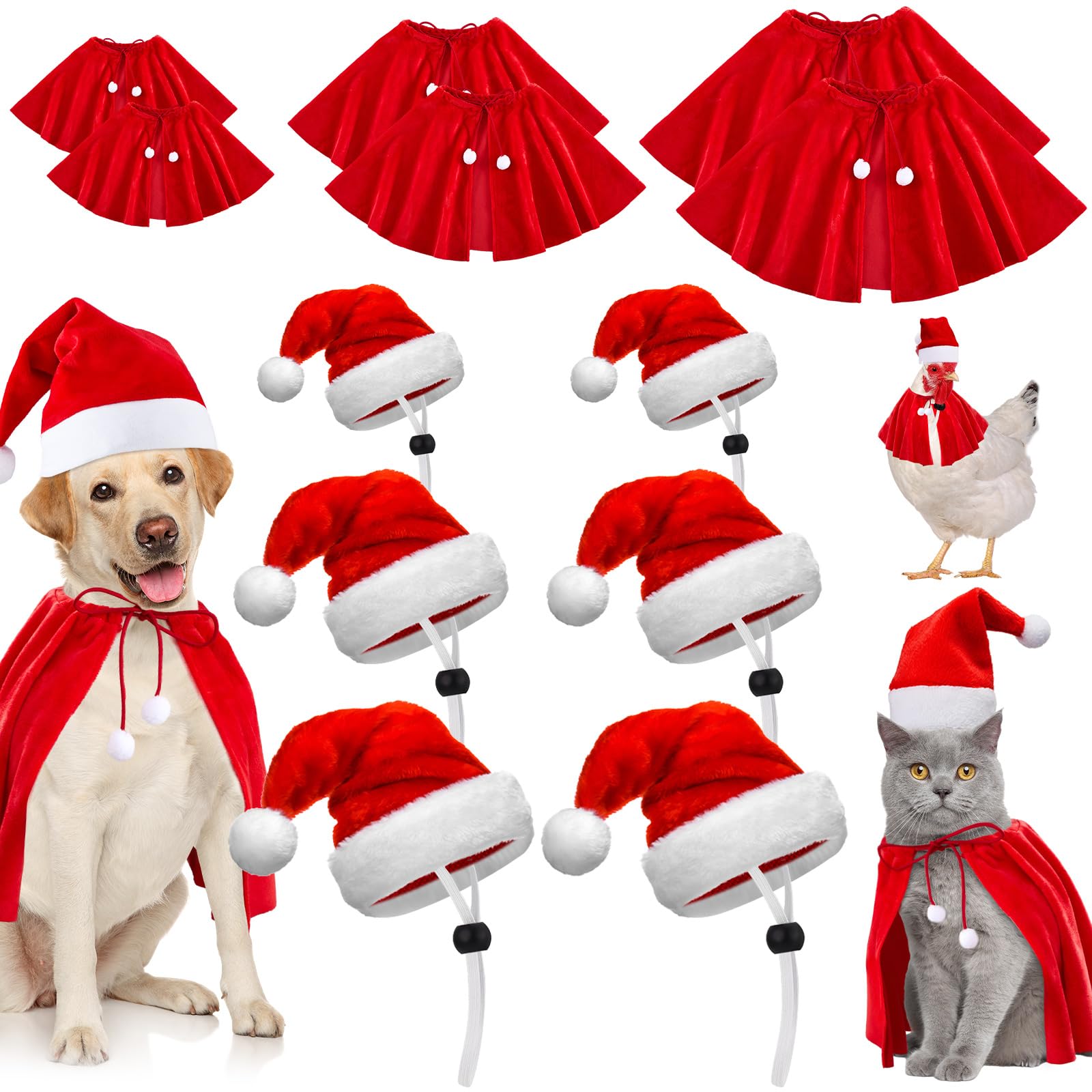 Tenues de Noël pour animal domestique Weewooday, lot de 12 capes de fêtes réglables pour chats