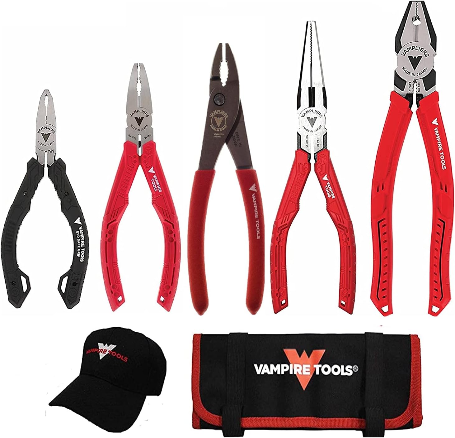 VamPLIERS® World's Best Pliers! 5-PC Set VT-001-S5BPC Specialty Screw Extraction Pliers. Extract Stripped, Stuck, Security or Rusted Screws + Vampire Tools Cap & Handy Tool Organizer Pouch