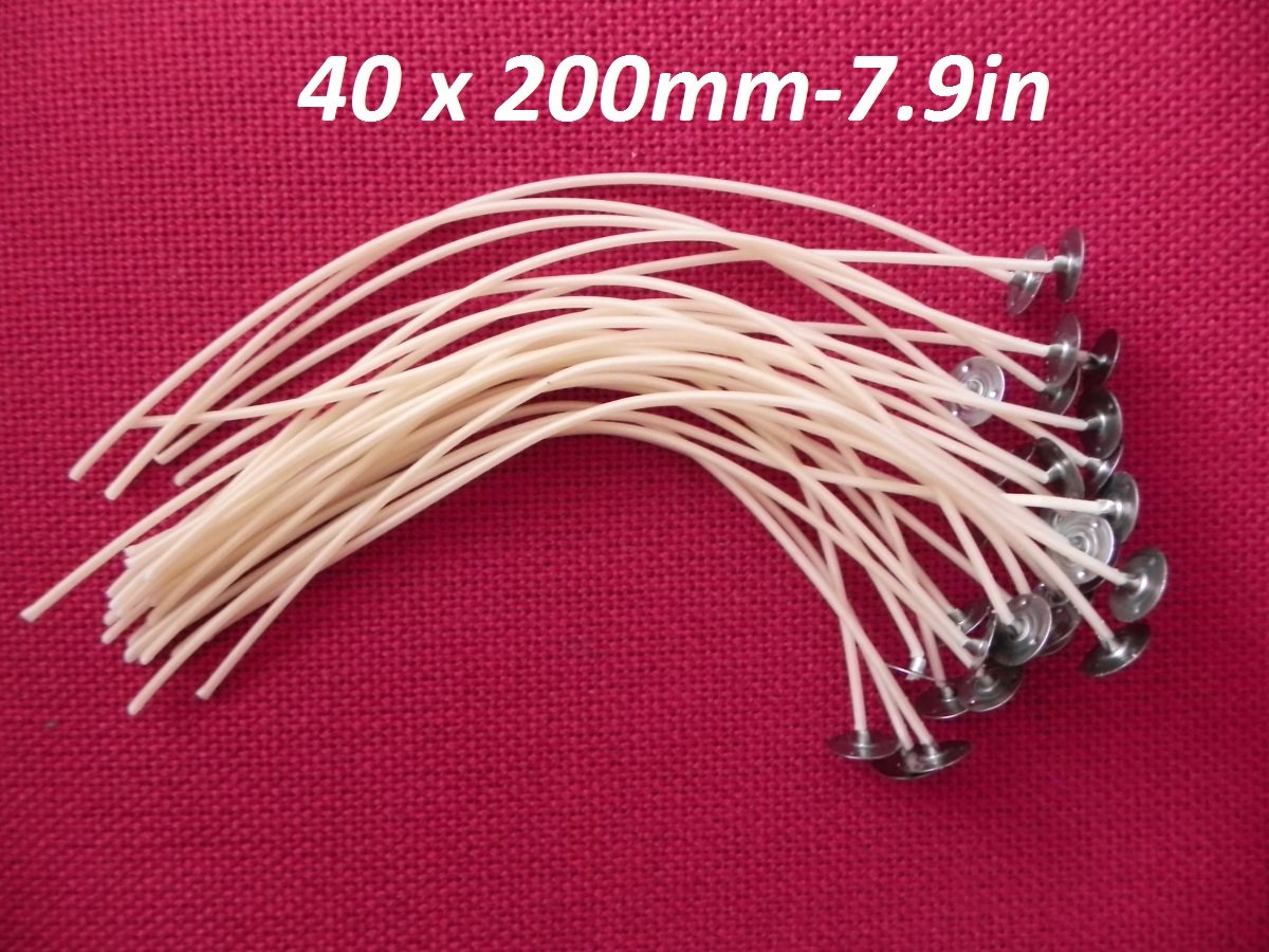 40 x 200mm Long Pre Waxed Wicks For Candle Making with sustainer`s