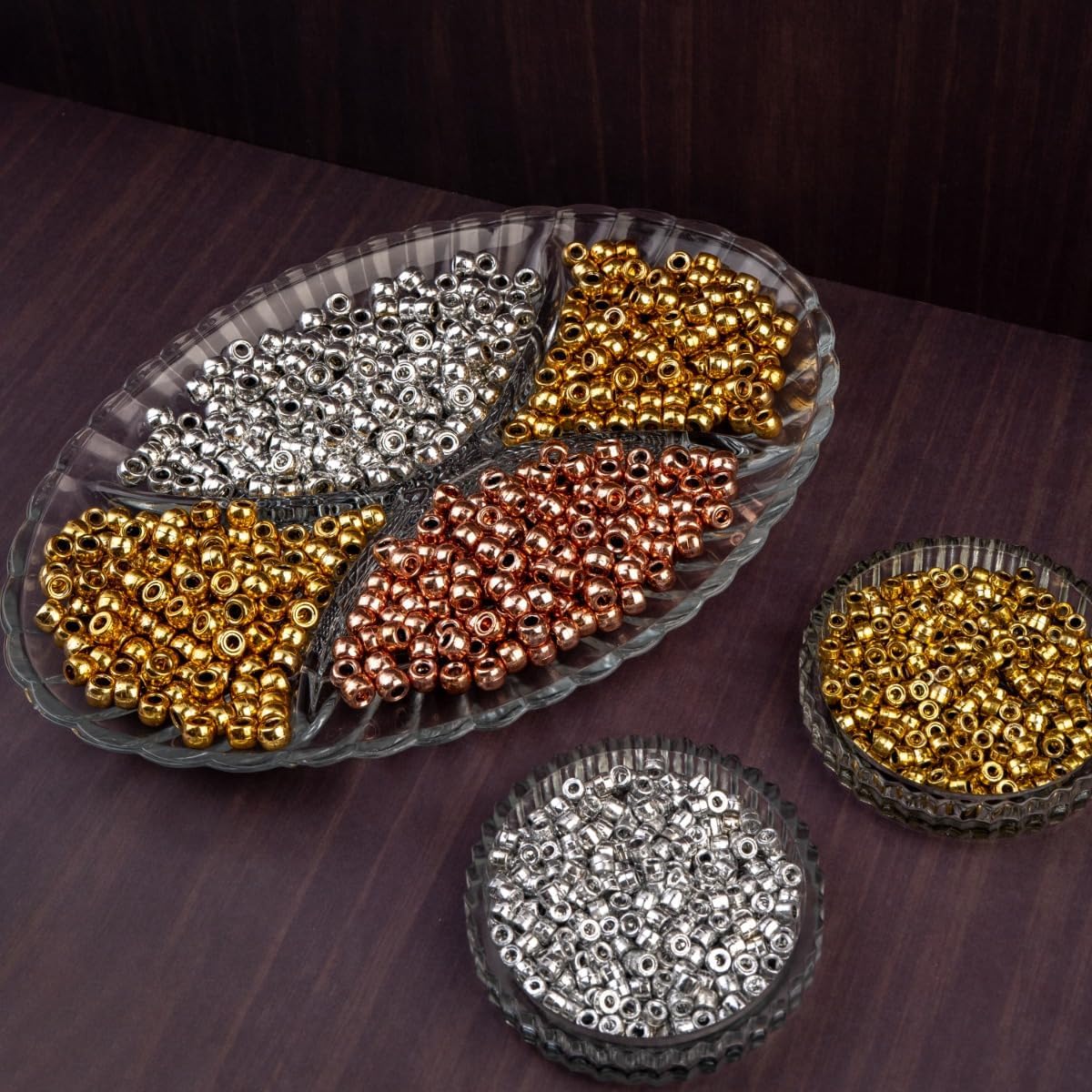 1000pcs John Bead 9mm Plastic Crow Beads Opaque Silver Pony Beads for DIY Jewelry Bracelets Necklaces Making, Loose Crafting Beads Supplies