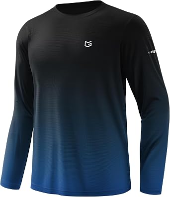 Mens Sun Protection UPF 50+ Grid Swim Long Sleeve Rash Guard SPF UV Shirts