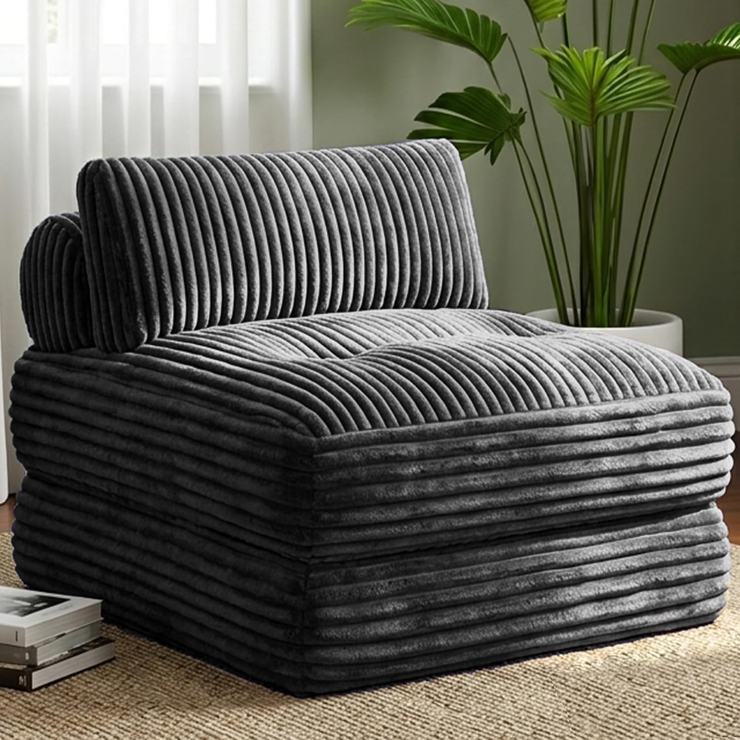 Welzona Faltbarer Schlafsessel mit Bettfunktion, Kordsamt Sofa Bed, Grau | 3-in-1 Wandelbarer Schlafsessel Klappbar, Wolkenweiches Kordsamt, Einfache Montage, Hochelastischer Schaum, Bodensofa