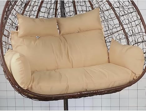 2 Seater Egg Chair Swing Cushion Outdoor, Washable Hanging Egg Chair Cushions Replacement, Large Single Chair Pads Nest Shaped Seat Cushions, Thick Soft Solid Color Chair Back Pillow