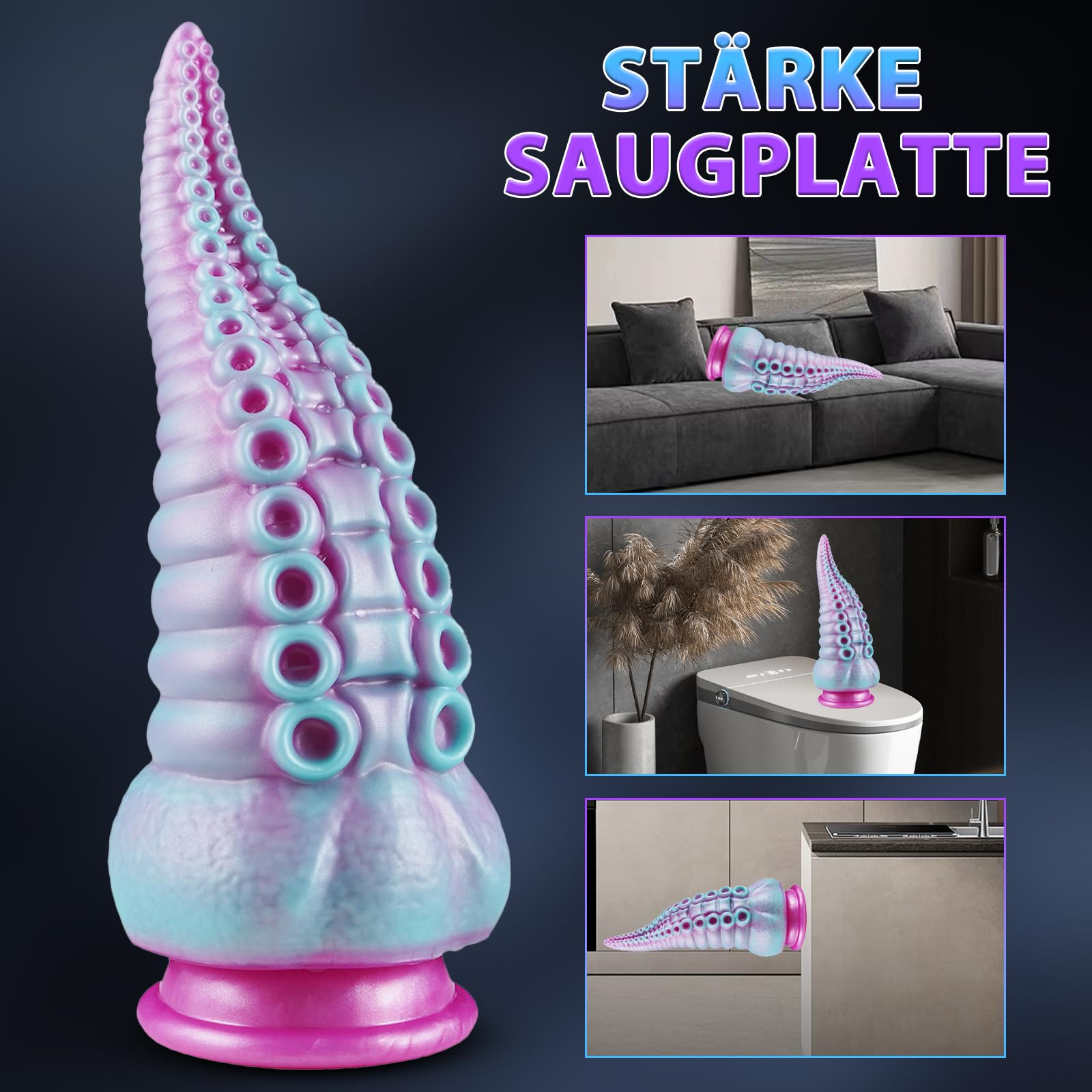 BDSMYEE Grande plug anale in silicone con ventosa, dildo anale a tentacoli, giocattolo sessuale per coppie, dildo anale allungatore a coda, giocattolo anale per donne e uomini, sesso estremo (S)