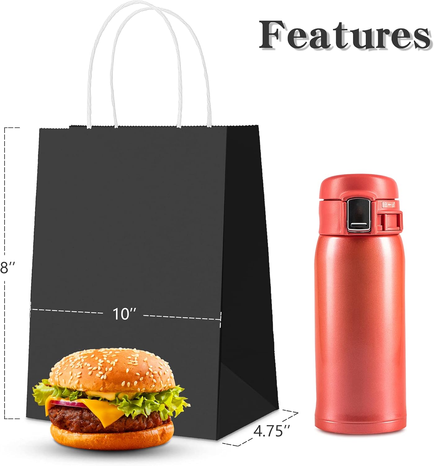 Suреr Chеар 🛒 Haiquan 50Pcs Black Kraft Paper Bags 8 x 4.75 x 10 inchs Recycled Bags Bulk with Handles for Shopping, Packaging, Wedding, Retail, Party, Gifts Blасk Frіdау - 40% оƒƒ Haiquan 50Pcs Black Kraft Paper Bags 8 x 4.75 x 10 inchs Recycled Bags Bulk with Handles for Shopping, Packaging, Wedding, Retail, Party, Gifts