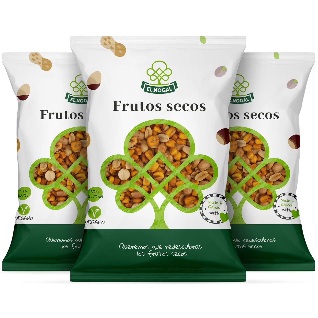 EL NOGAL Frutos Secos Cóctel de Frutos Secos con Maíz Bolsa, 1000 G. SIN GLUTEN. APTO PARA CELÍACOS.