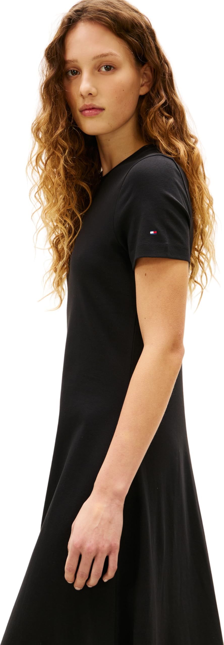 Tommy Hilfiger Women's Interlock F&F Midi Dress WW0WW50825, Black, L