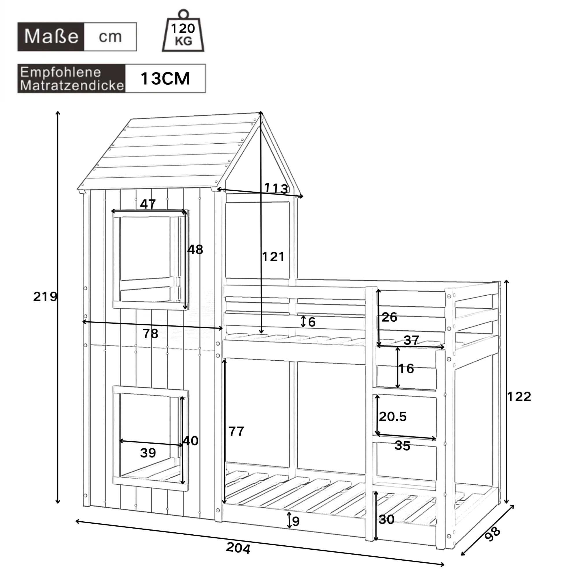 Letto a castello per bambini, 90 x 200 cm, in legno massiccio, con scala e baldacchino, letto matrimoniale con ringhiera di sicurezza per ragazze e ragazzi, senza materasso (grigio + pino + 90