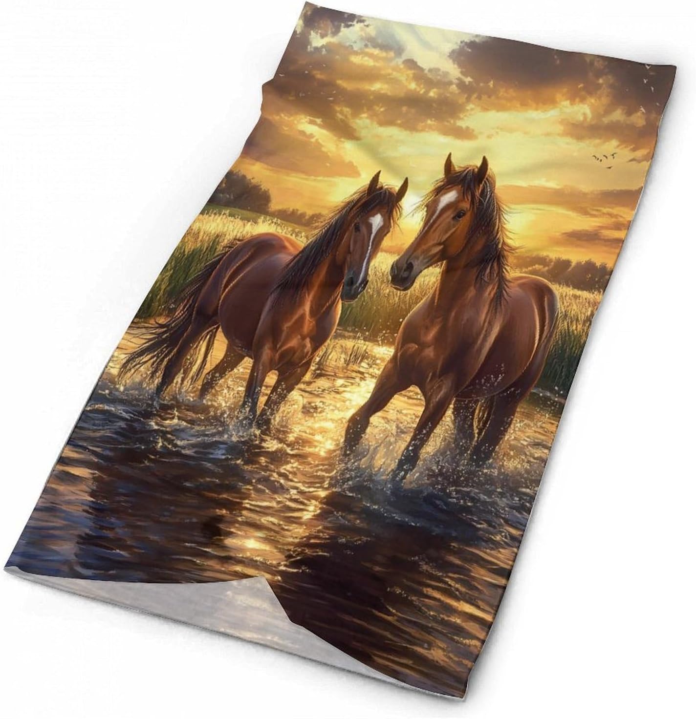 Horse Lake Sunset Face Cover Neck Gaiters for Men Women Sun Protection Mask Scarf Hiking Bandana