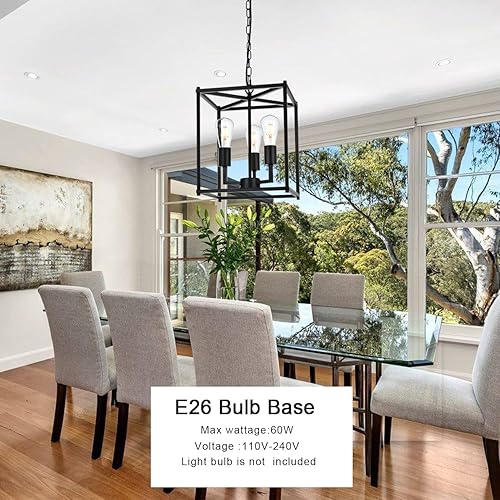 Miniatura 4 de Lámparas de araña de isla para cocina, comedor, color negro, farol, lámpara colgante moderna, lámpara cuadrada, casa de campo