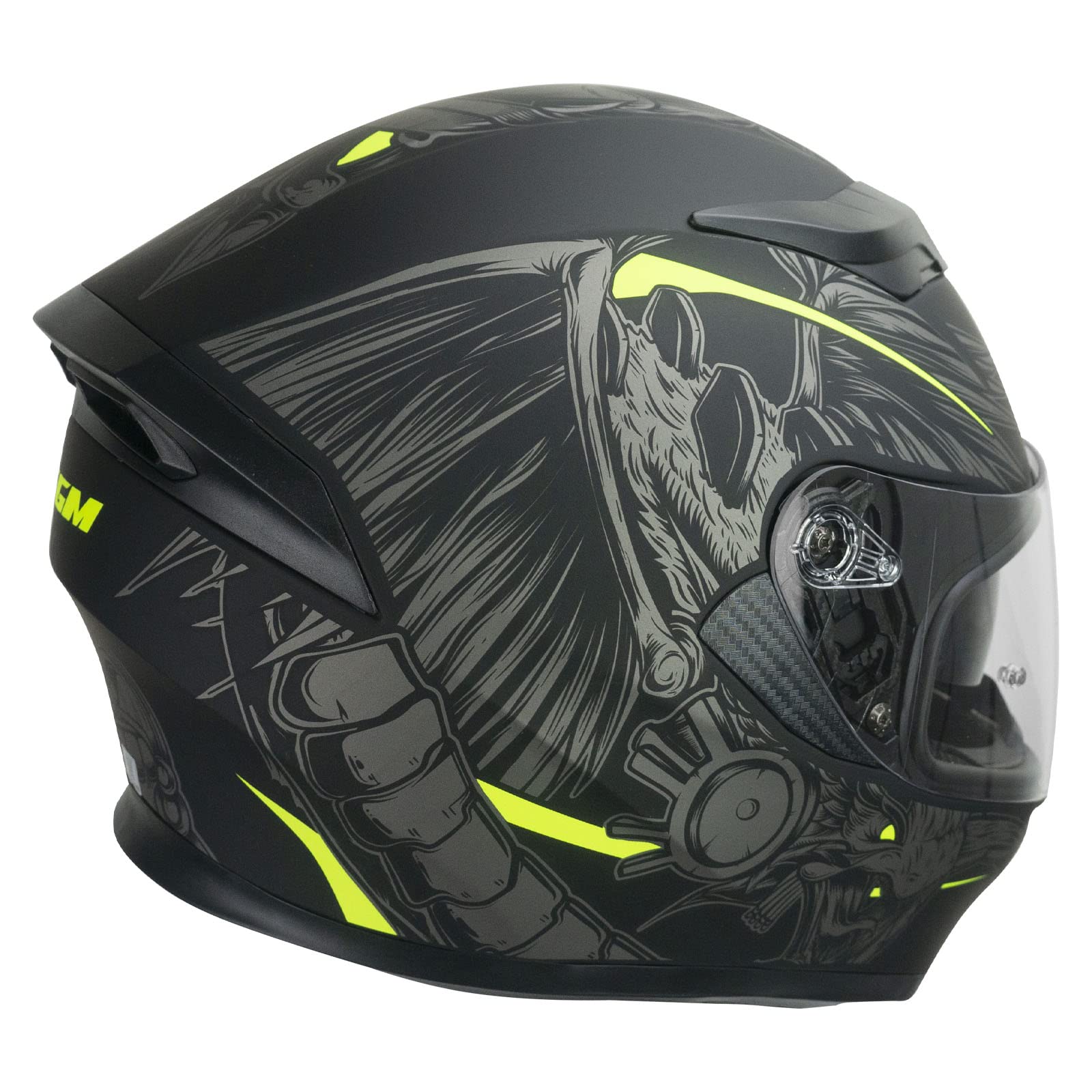Casque Intégral Moto CGM 316S TAMPERE INDIAN - Noir/Jaune Fluo Mat - Taille L (59-60cm)
