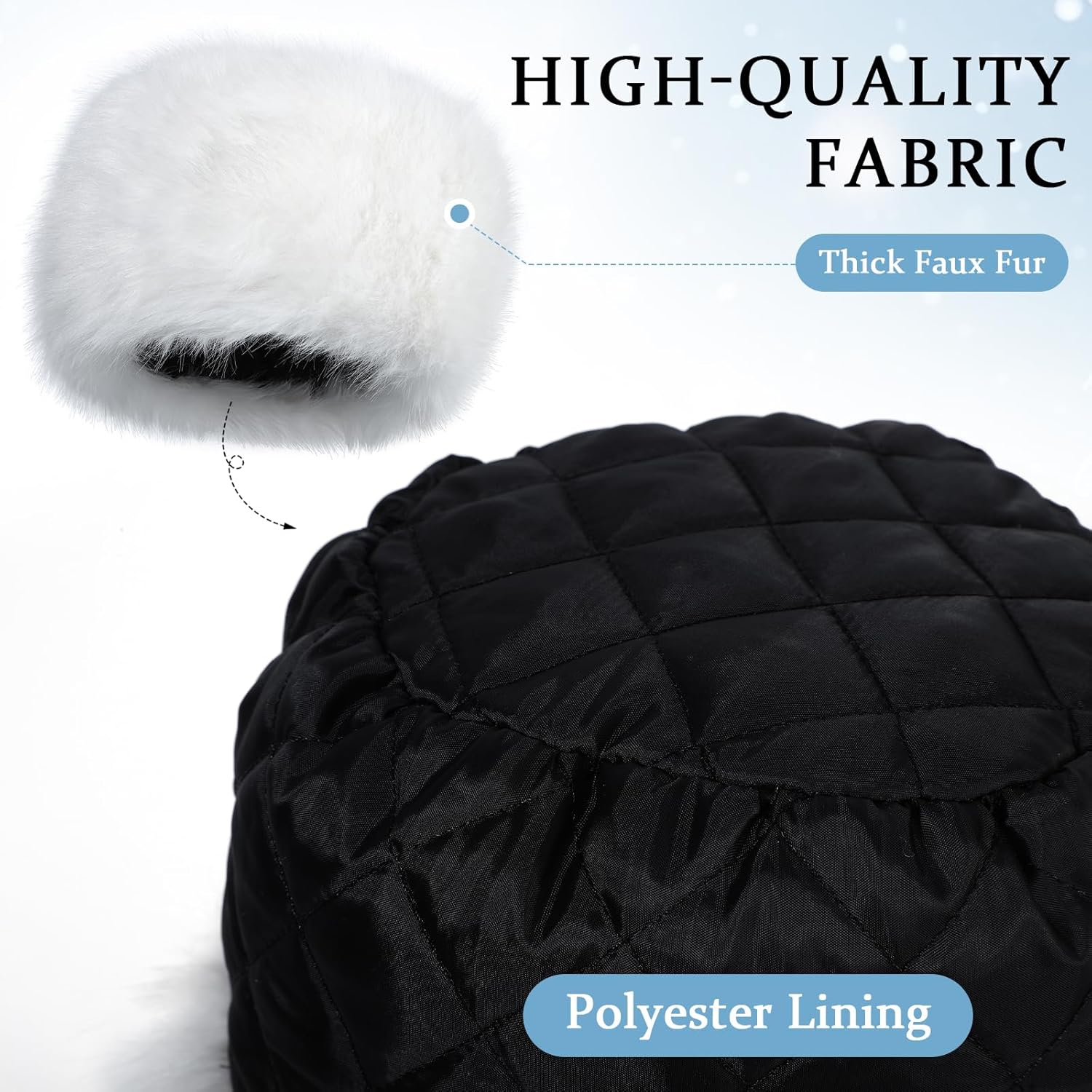 Lanpet Women's Winter Hat Faux Fur Furry Hat for Cold Weather Cossak Russian Style Warm Fluffy Cap - Image 4